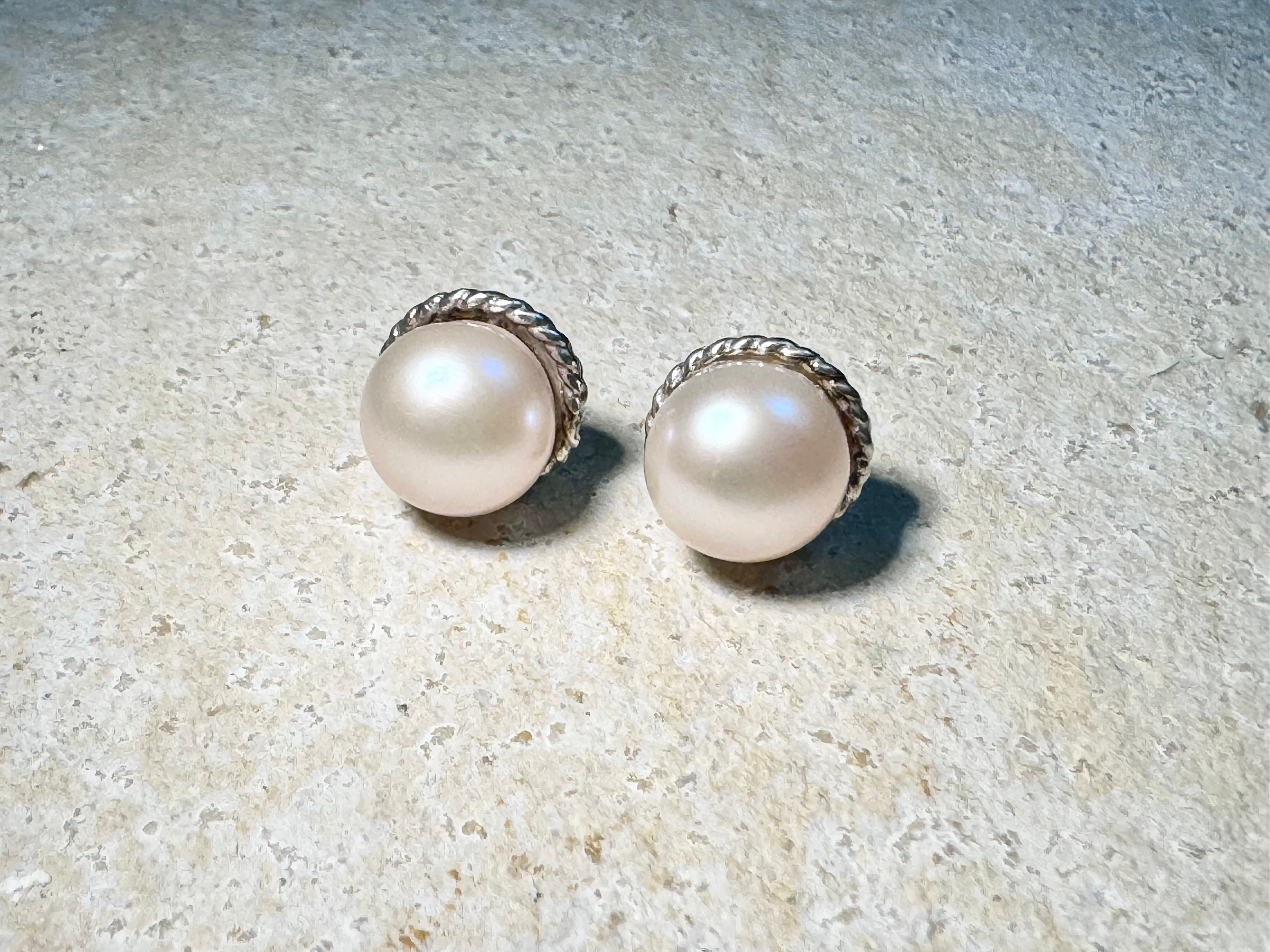 Pearl Rope Edge Sterling Studs