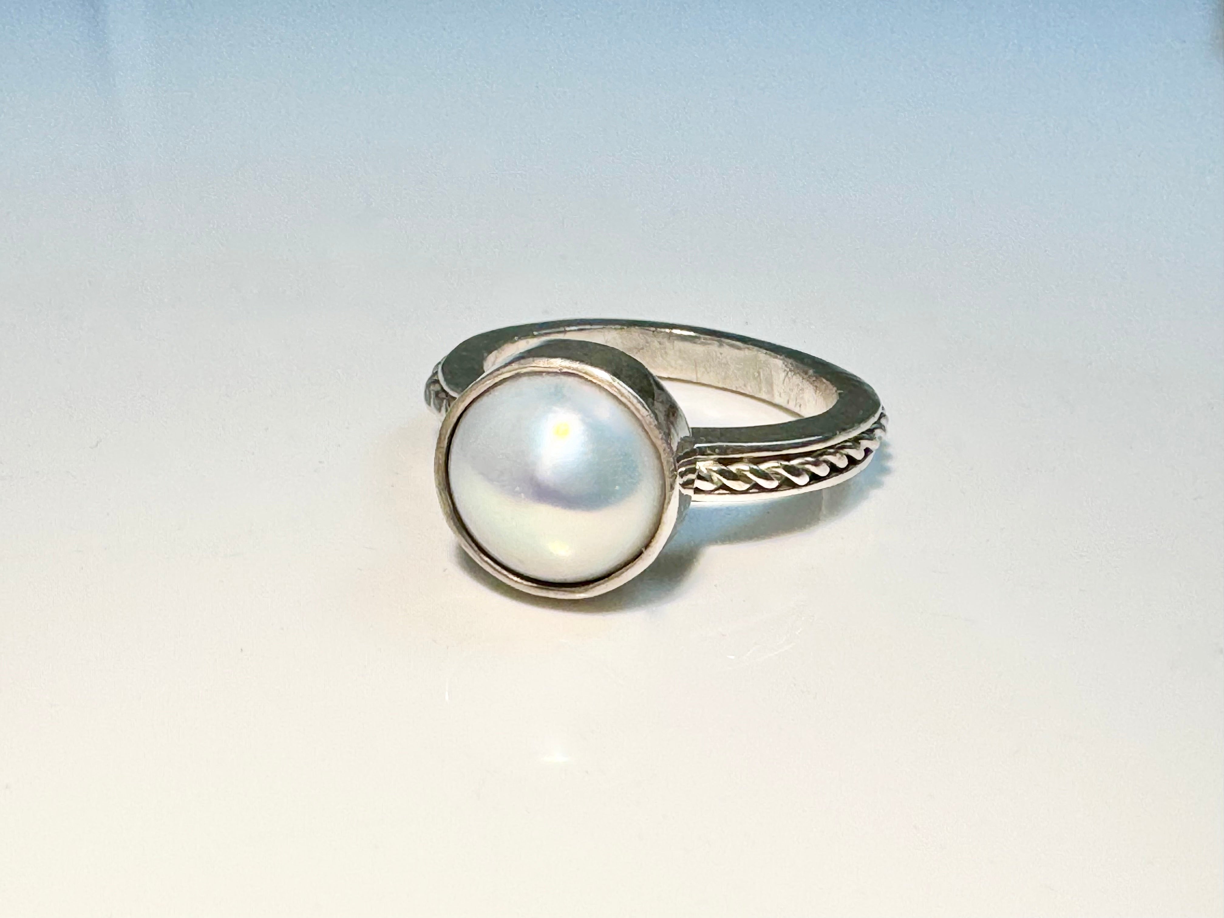 Pearl Rope Shank Sterling Ring