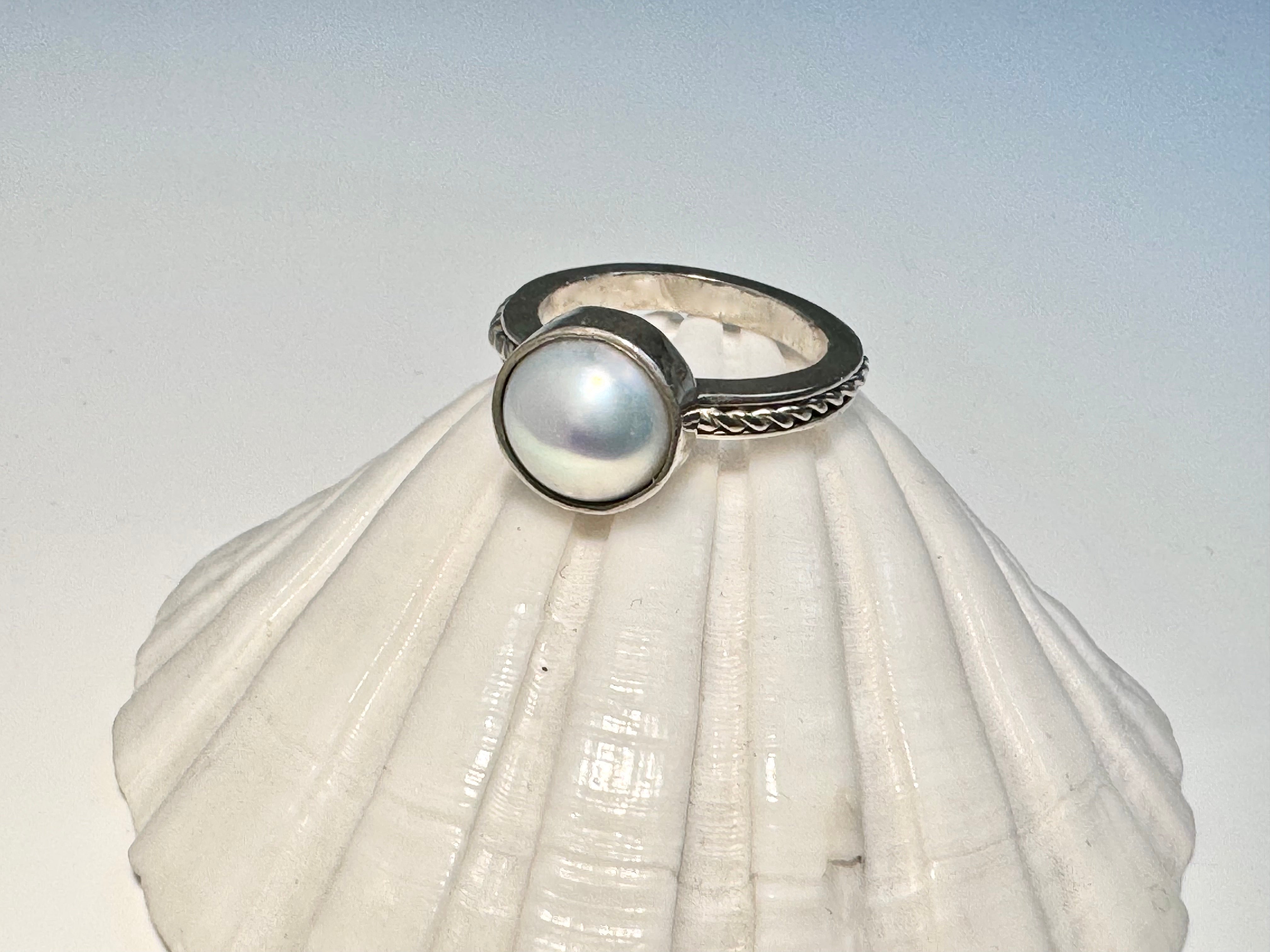 Pearl Rope Shank Sterling Ring