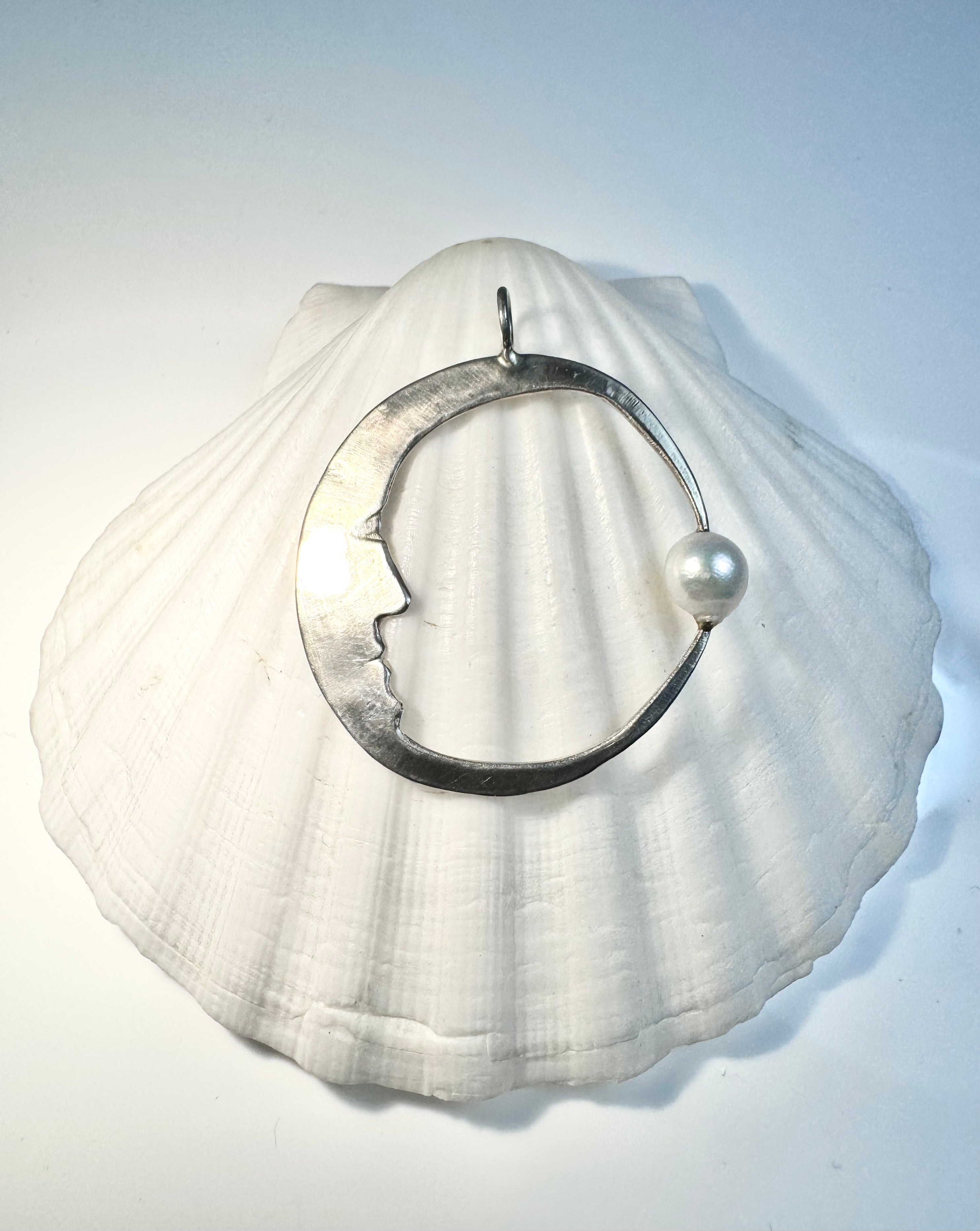 Pearl Man On The Moon Sterling Pendant