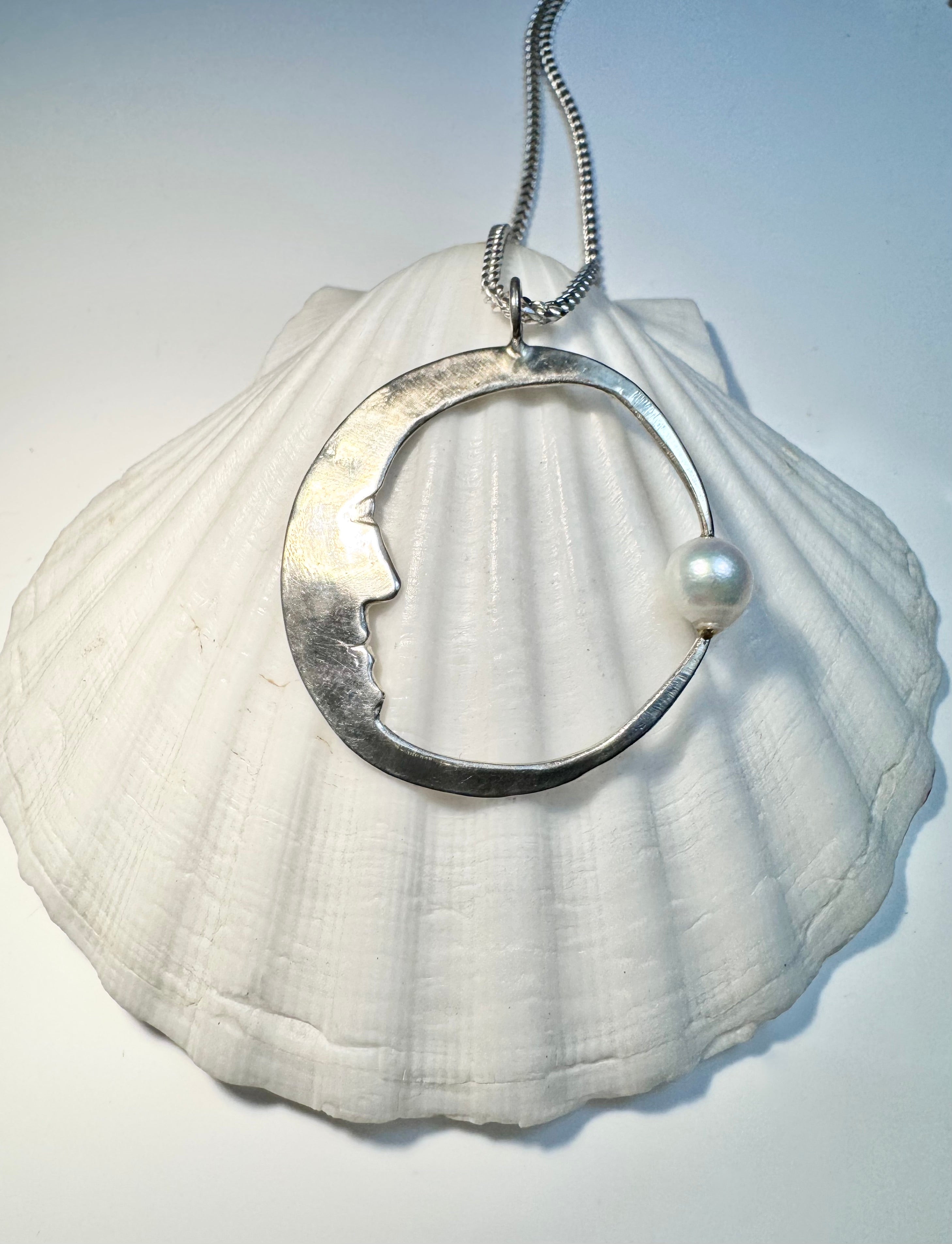 Pearl Man On The Moon Sterling Pendant