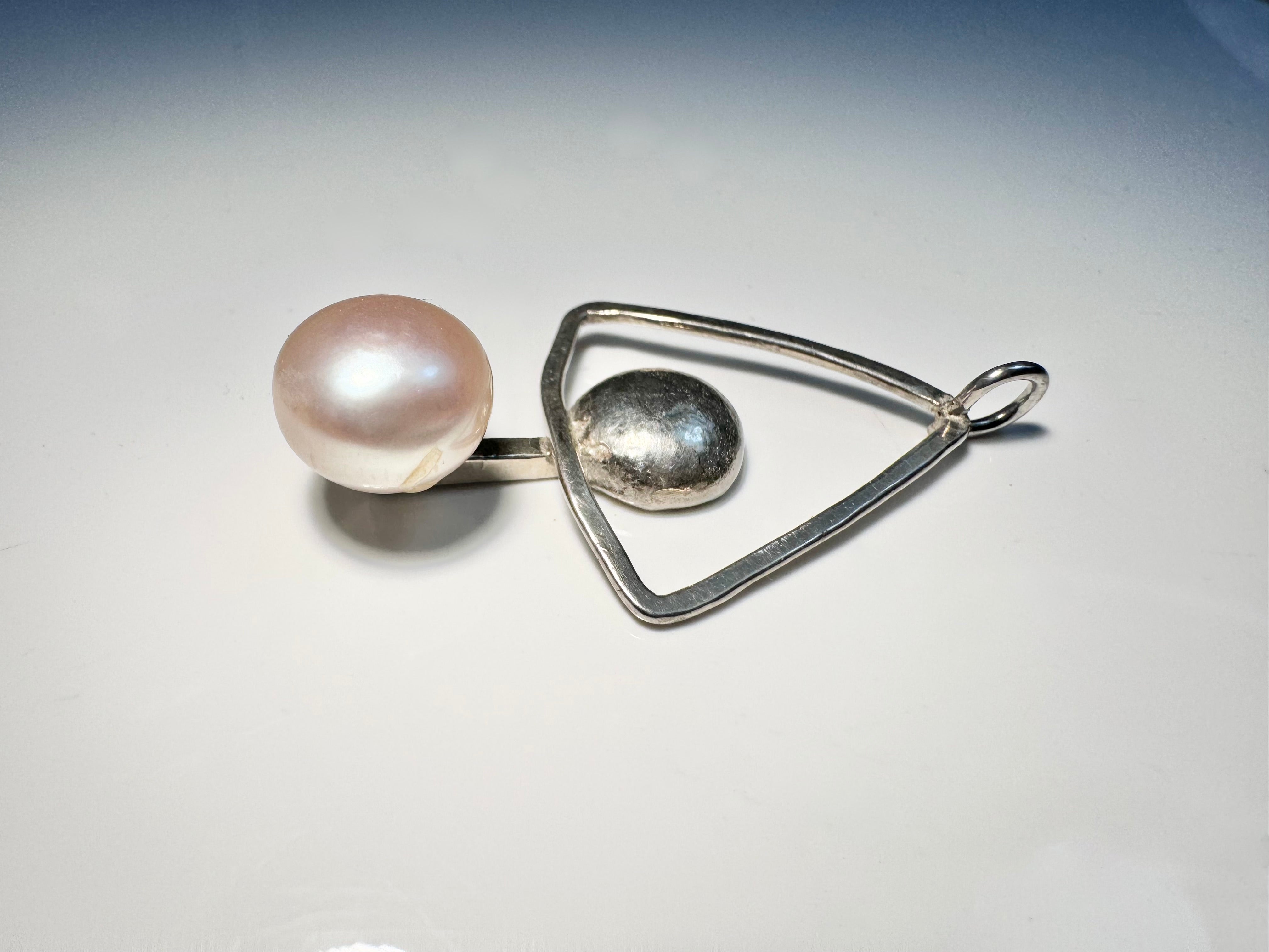 Pink Pearl Triangle Pendant