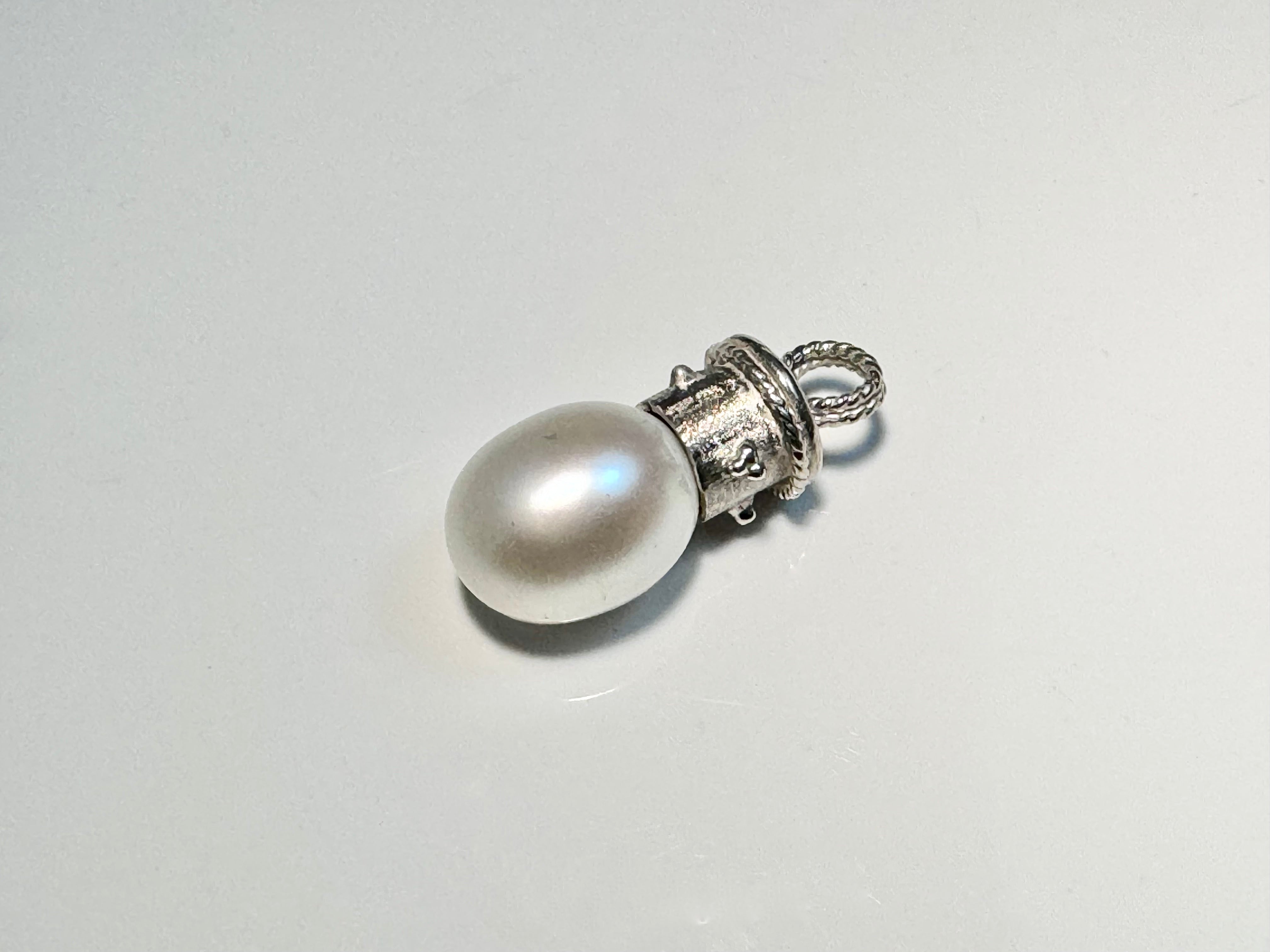Pearl Textured Beaded Drop Pendant