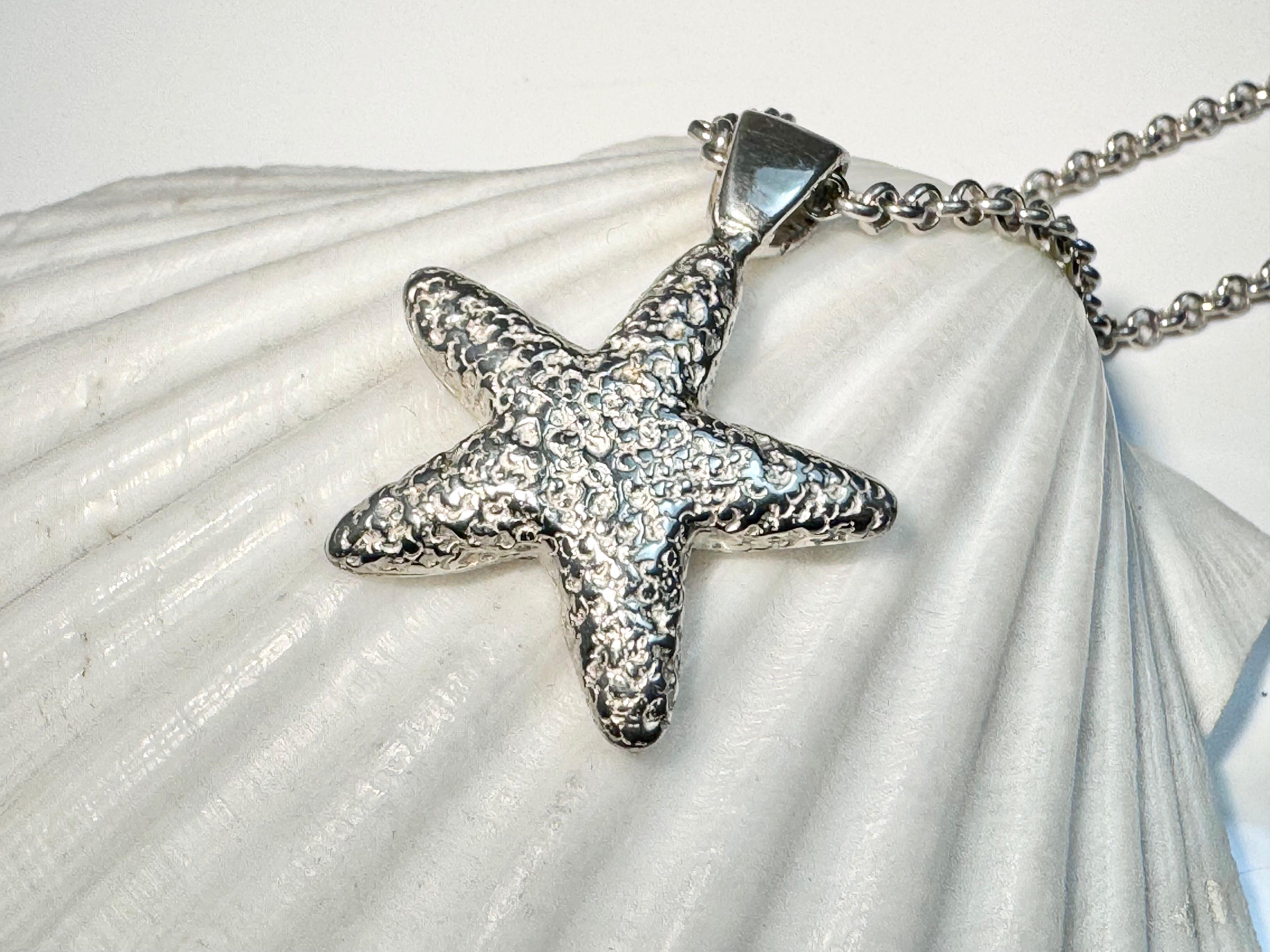 Starfish Textured Sterling Pendant