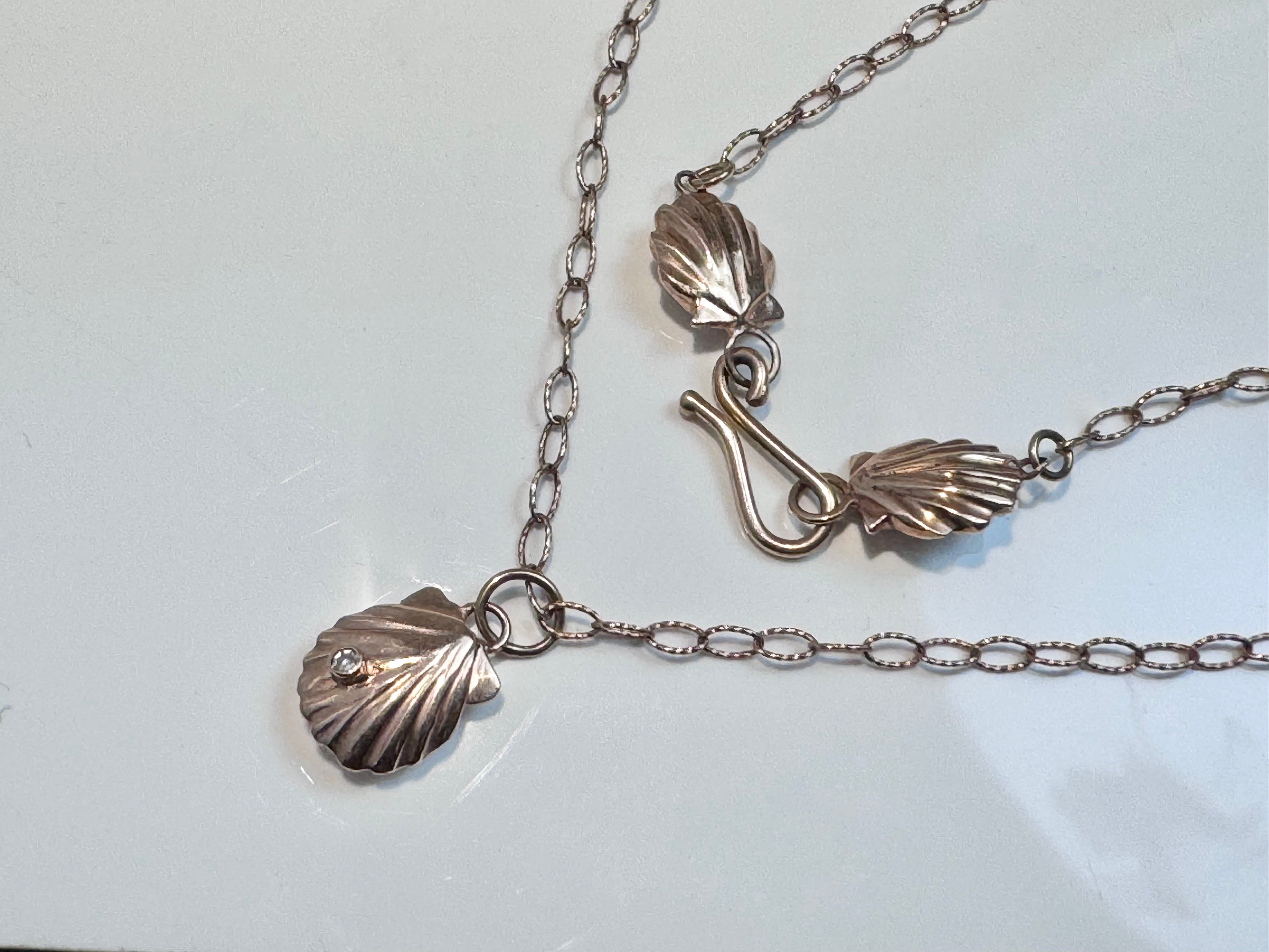 Diamond Shell Rose Gold Necklace