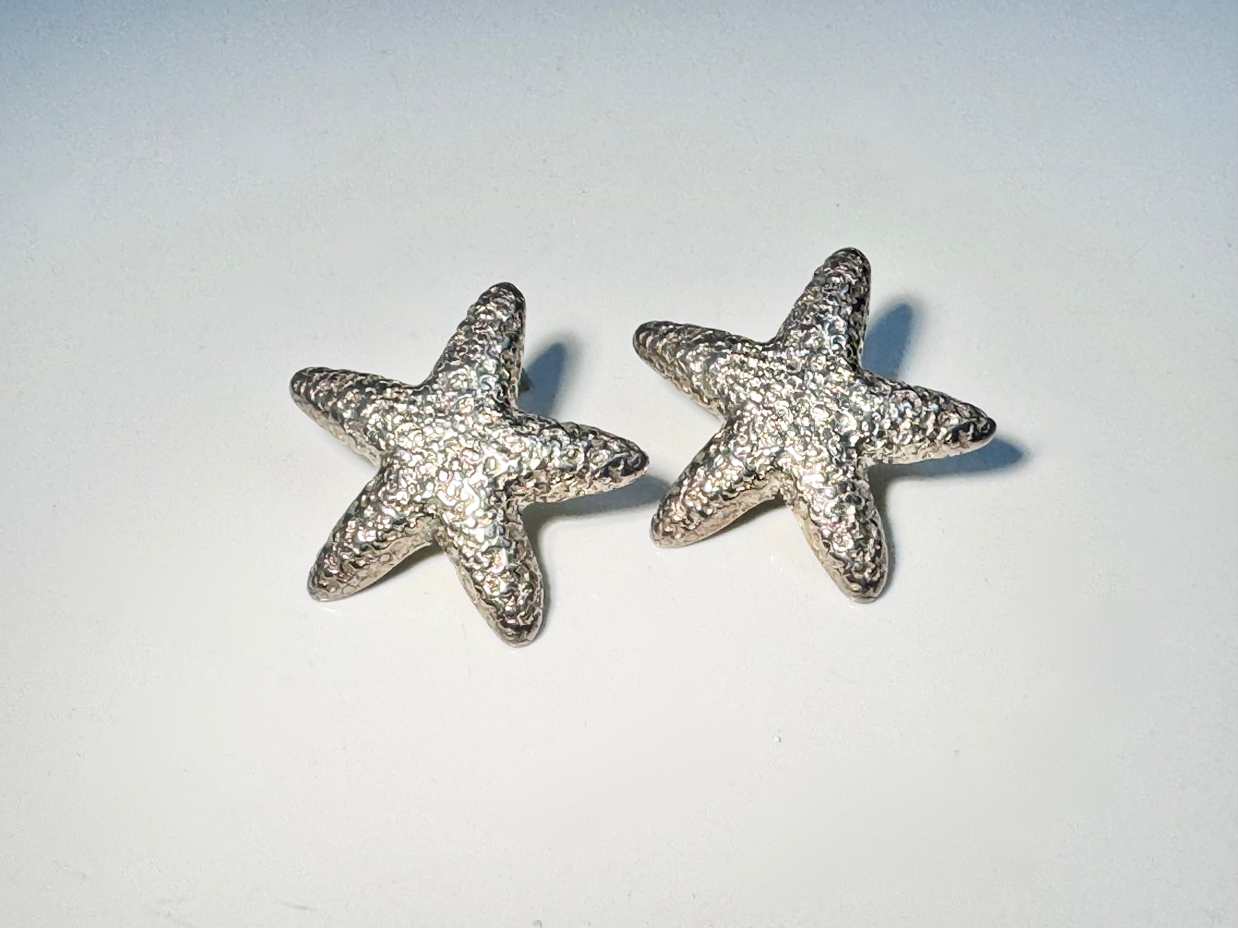 Starfish Texture Medium Sterling Studs