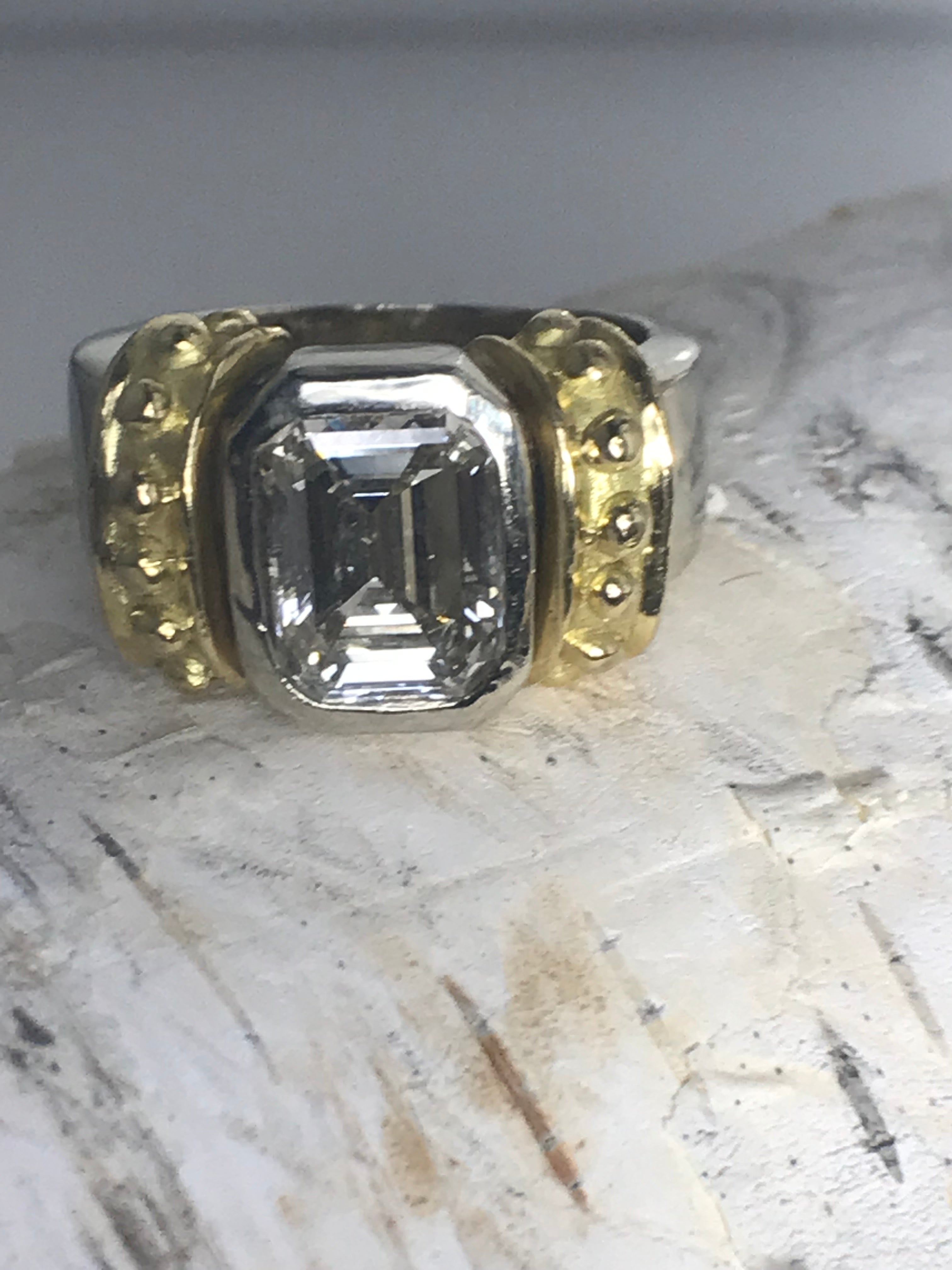 Emerald Cut Diamond Byzatine Ring
