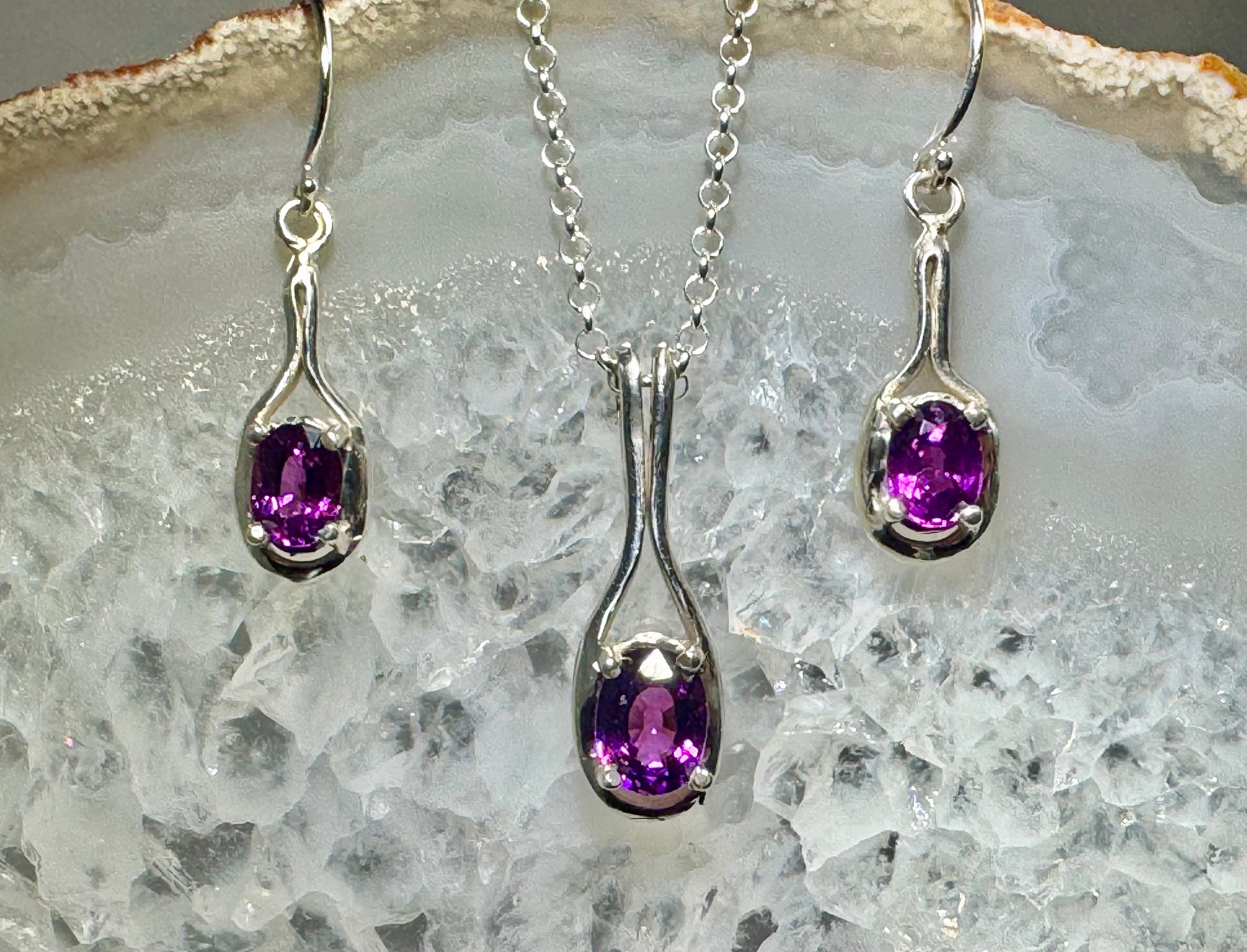 Grape Garnet Sterling Silver Dangles
