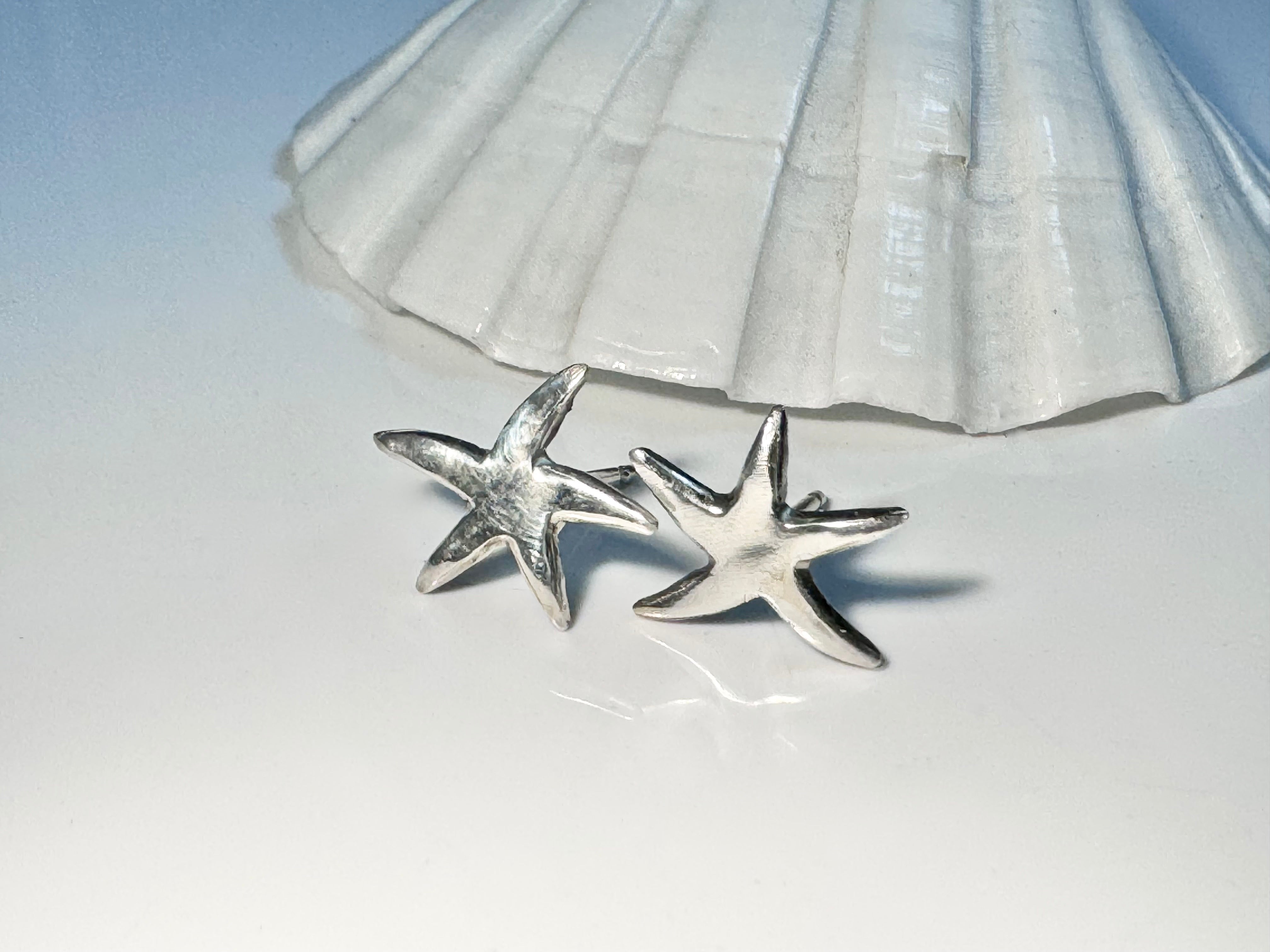 Starfish Polished Sterling Studs