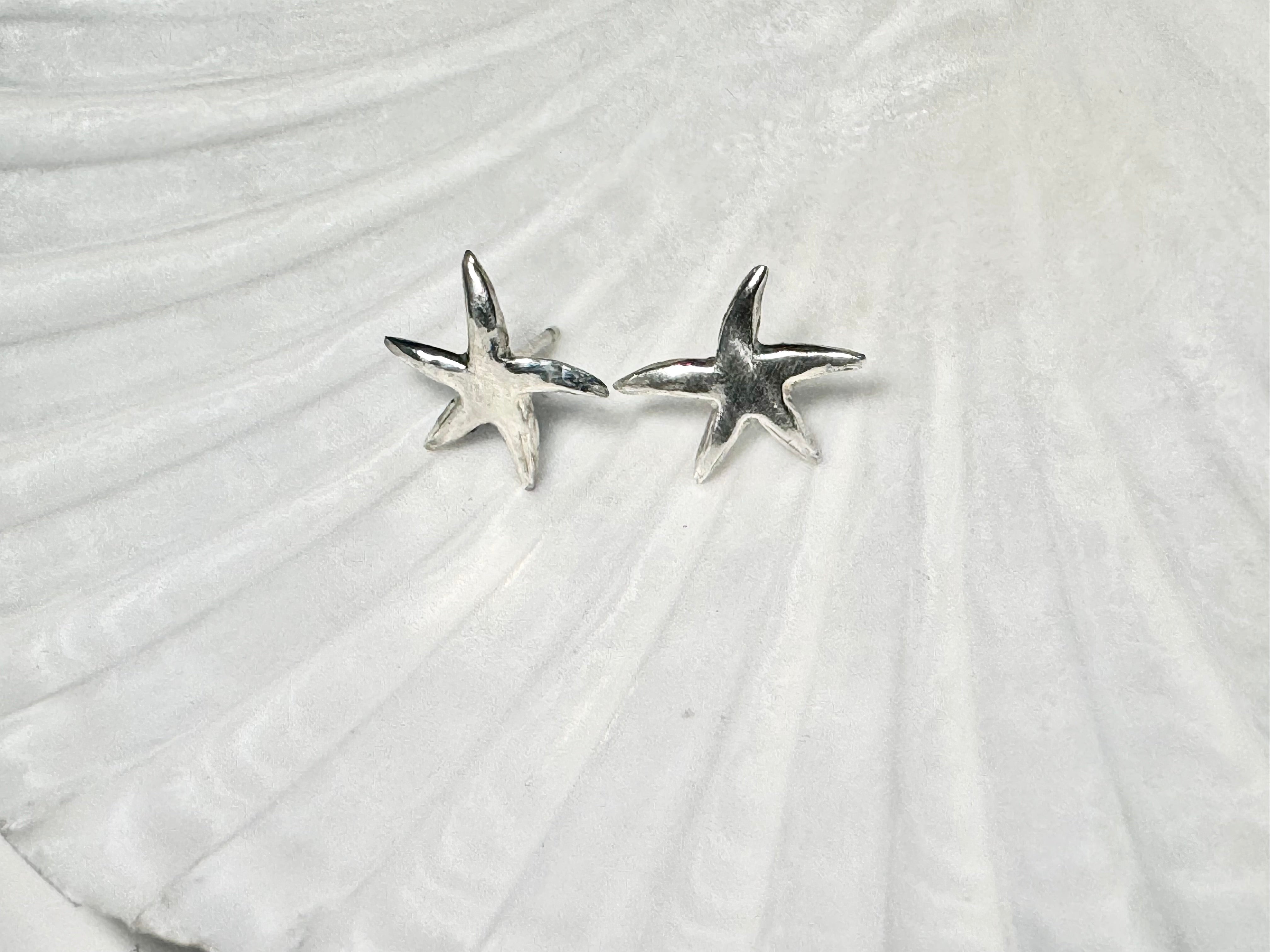 Starfish Polished Sterling Studs