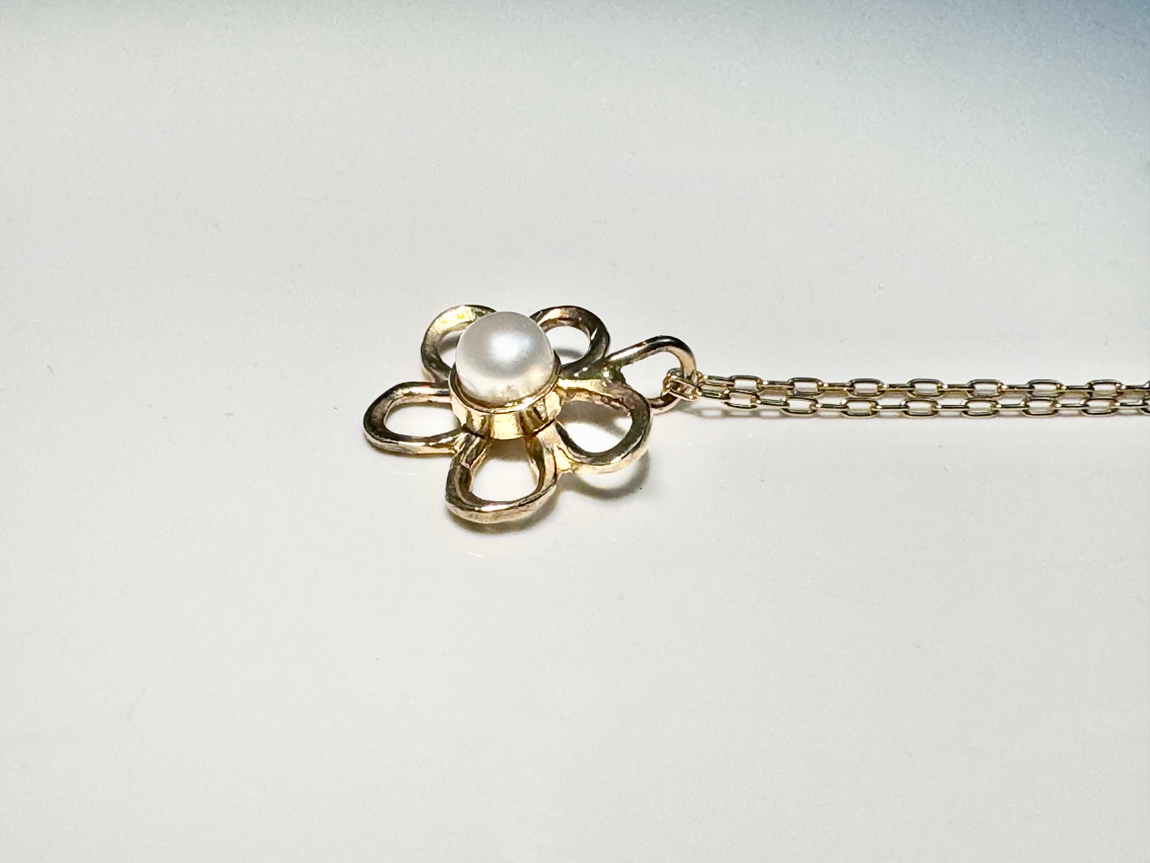 Pearl Open Flower 14k Pendant