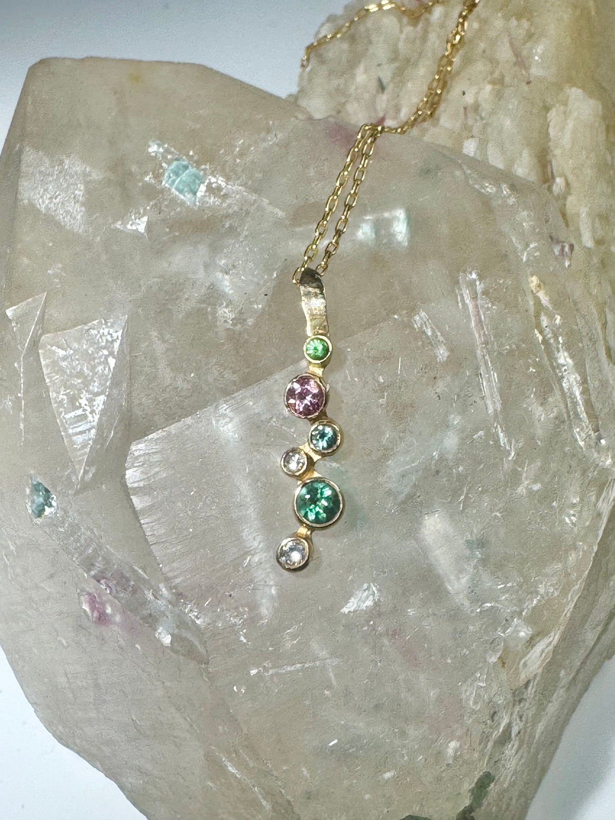 Tourmaline & Diamond 14k Pendant