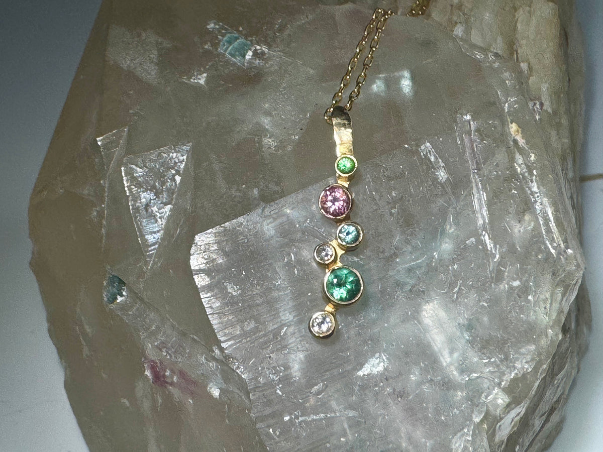 Tourmaline & Diamond 14k Pendant