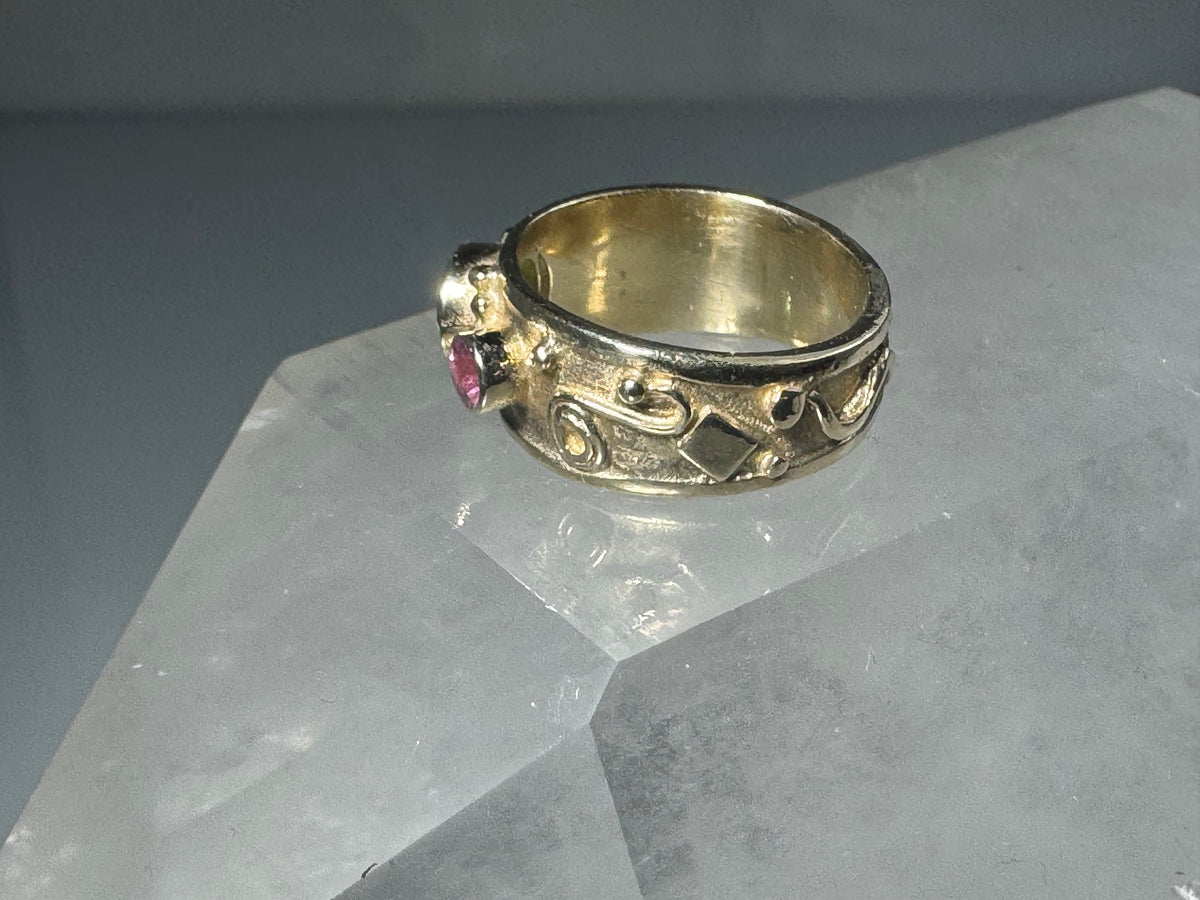 Pink & Green Tourmaline 18k Shapes Ring