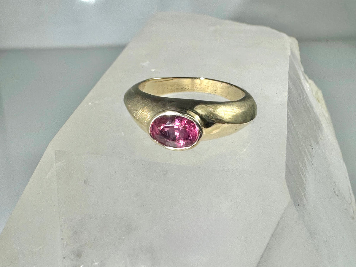 Pink Oval Tourmaline 14k Ring