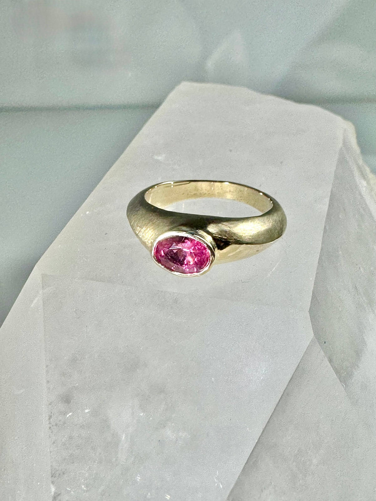 Pink Oval Tourmaline 14k Ring