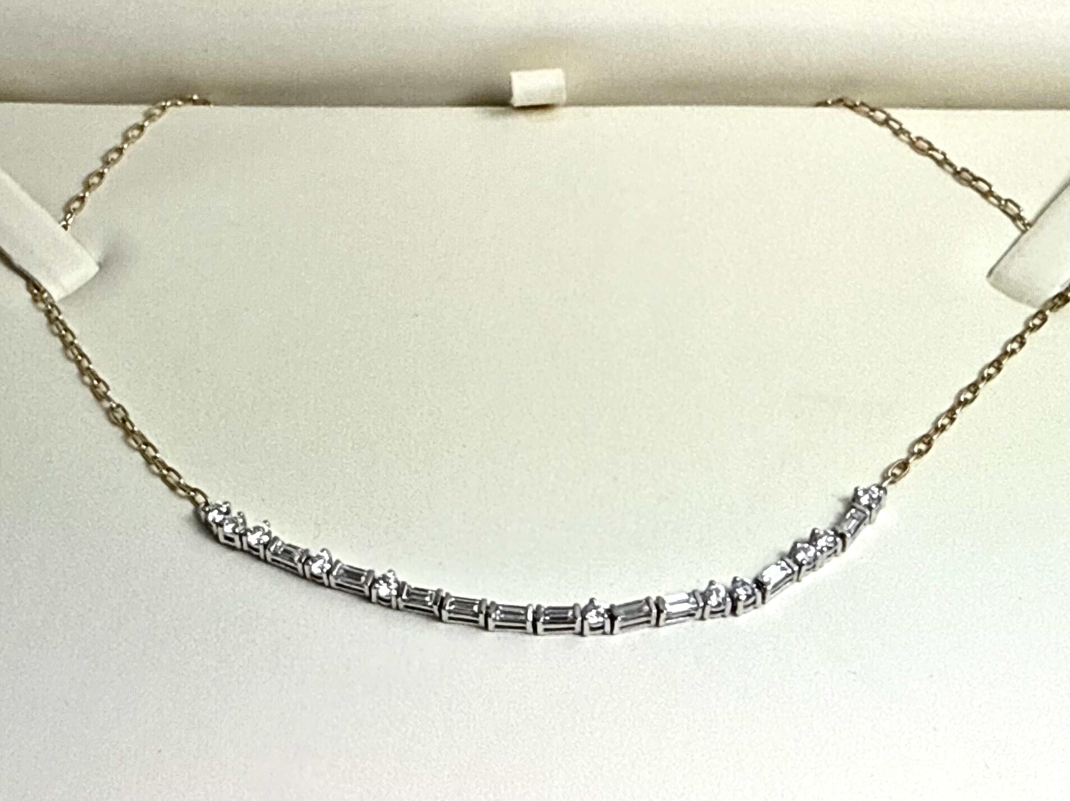 Baguette and Round Diamond Neckalce