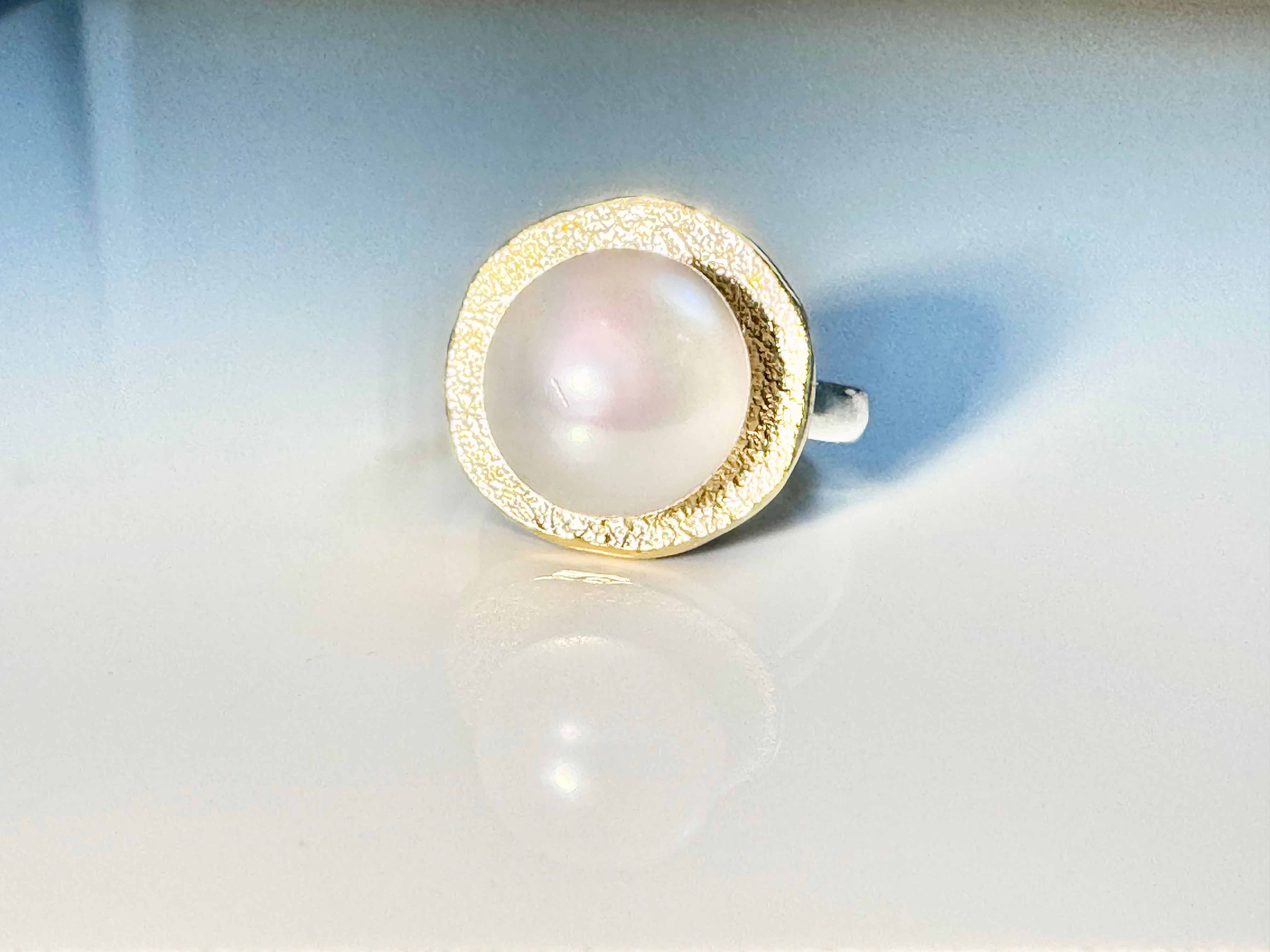 Pearl Textured Sterling & 18k Ring