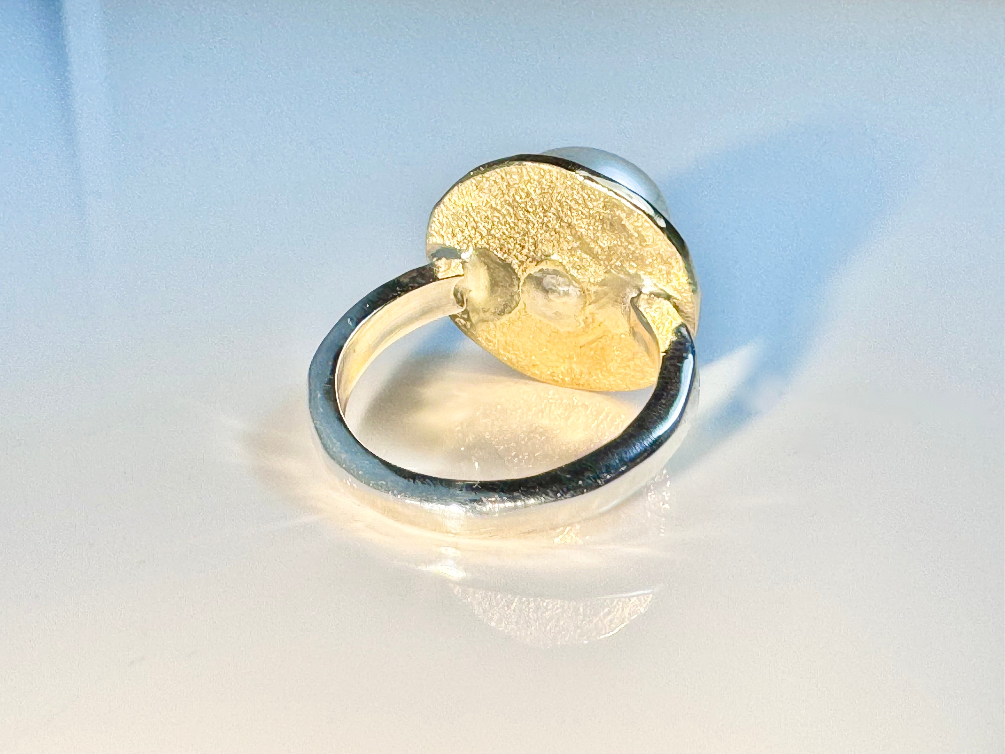 Pearl Textured Sterling & 18k Ring