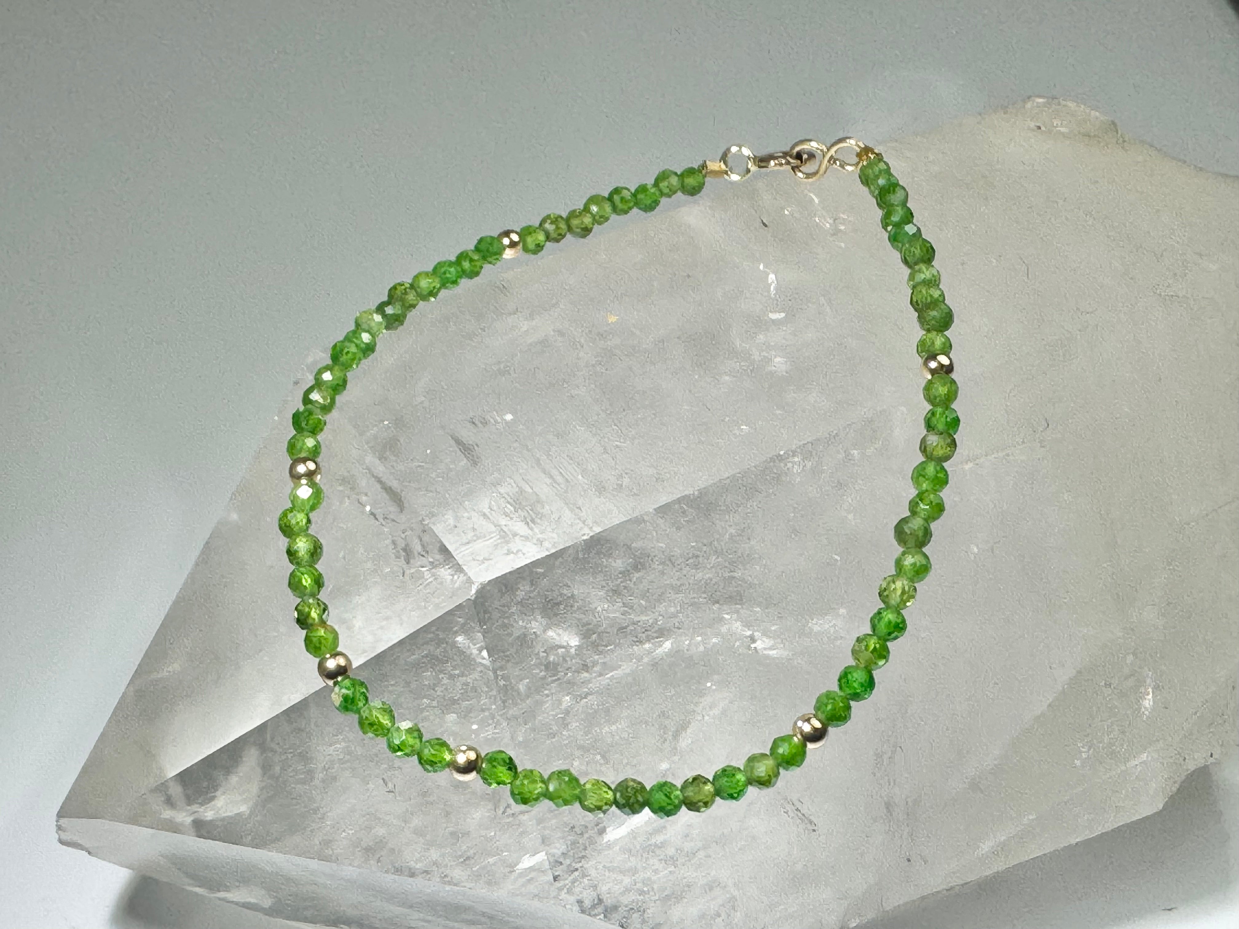 Green Tourmaline Bead 14k Bracelet