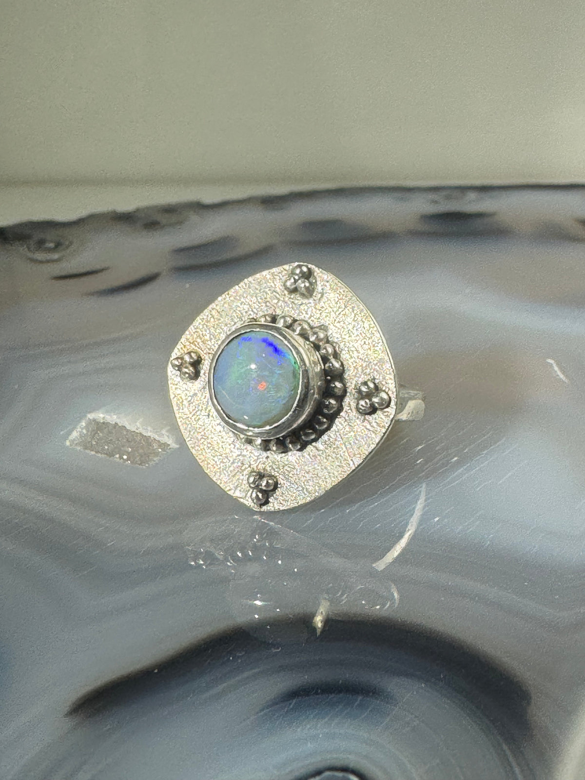 Opal Beaded Sterling Ring