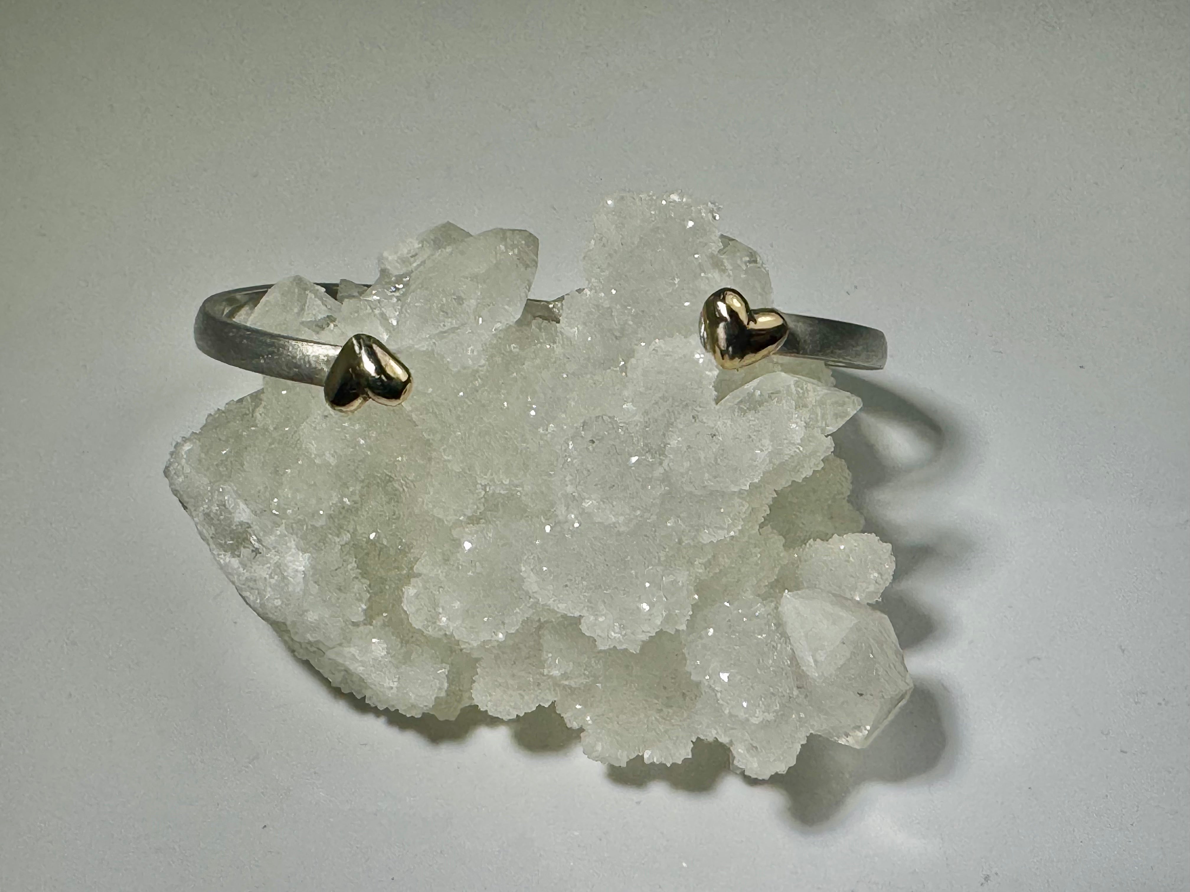 Double Puffy Heart Two Tone Cuff