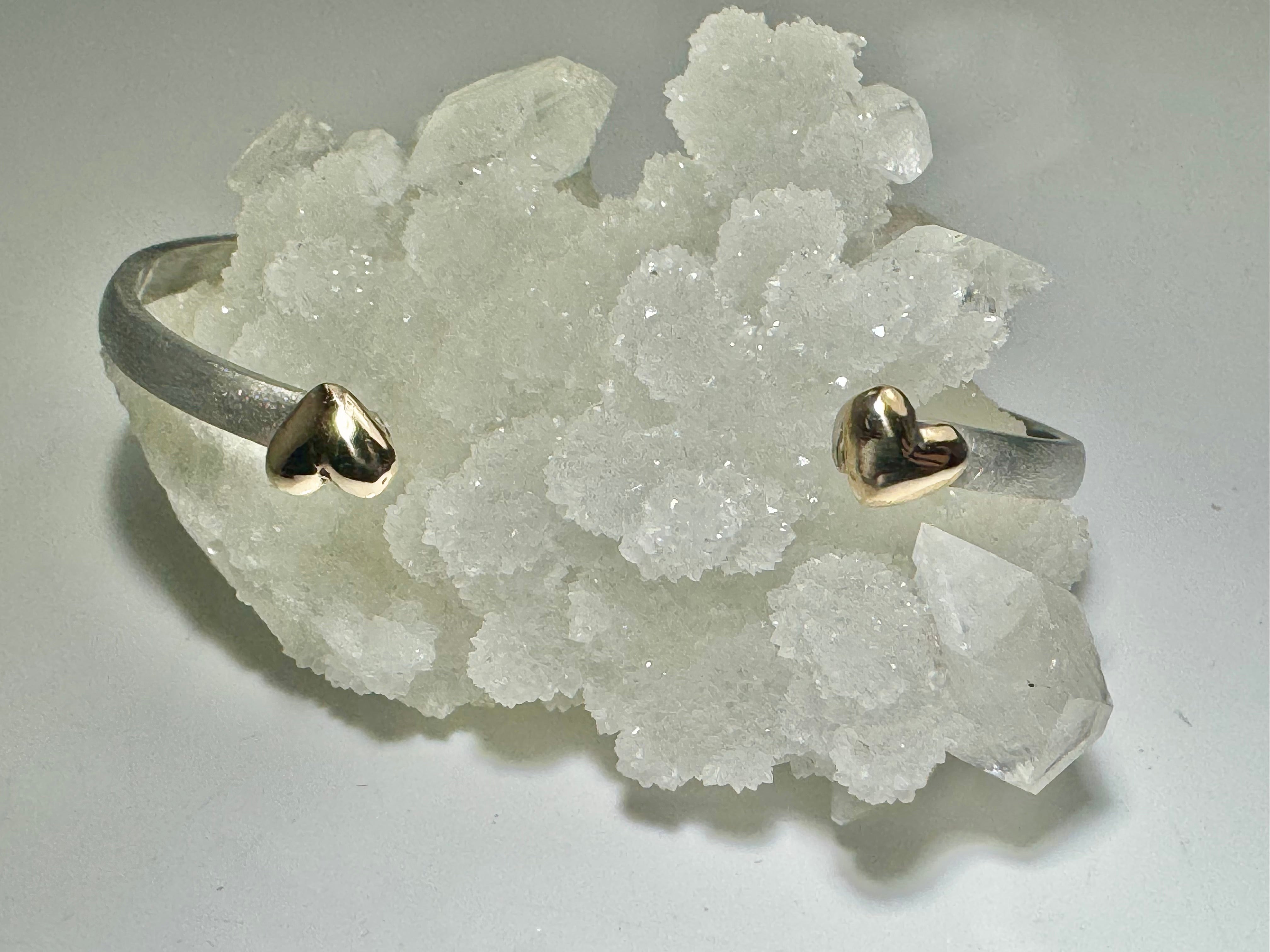 Double Puffy Heart Two Tone Cuff