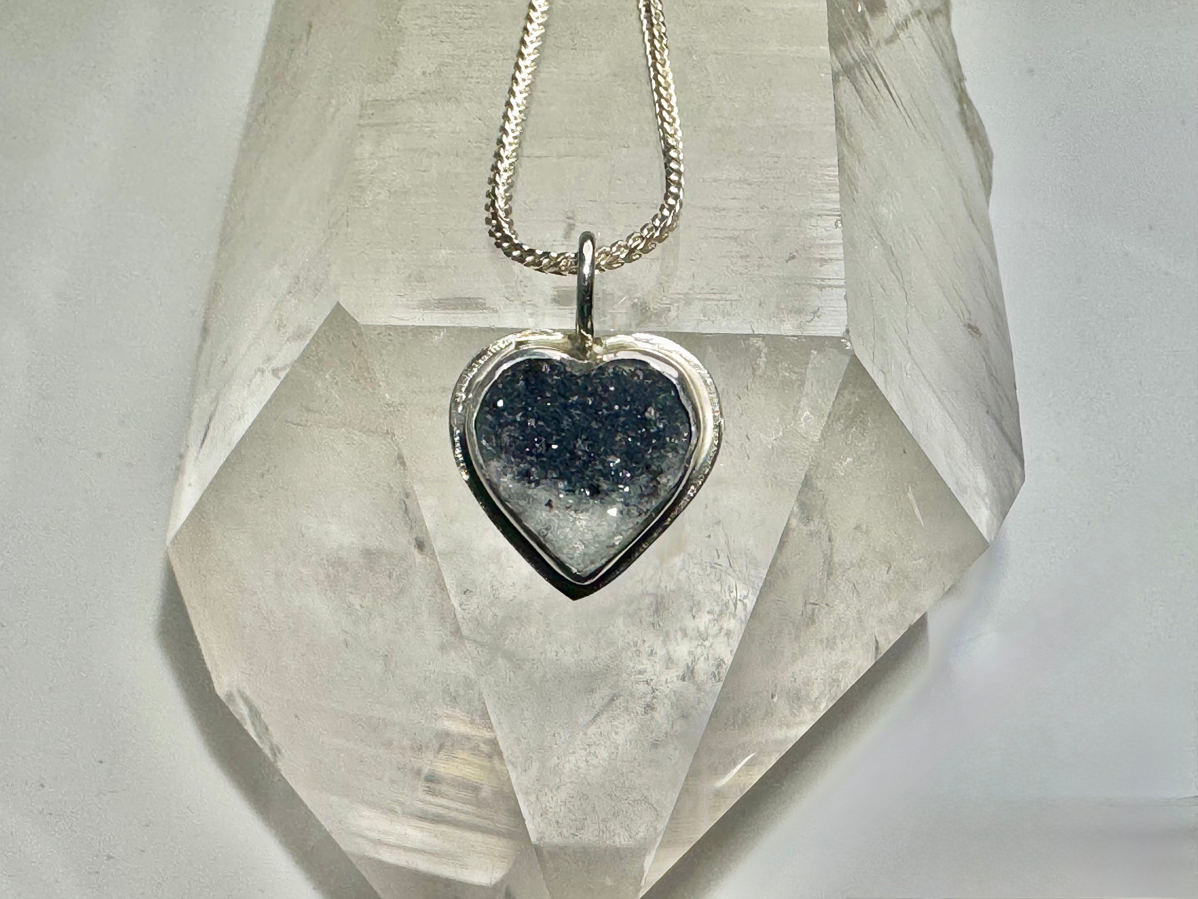 Grey Druzy Agate Sterling Pendant