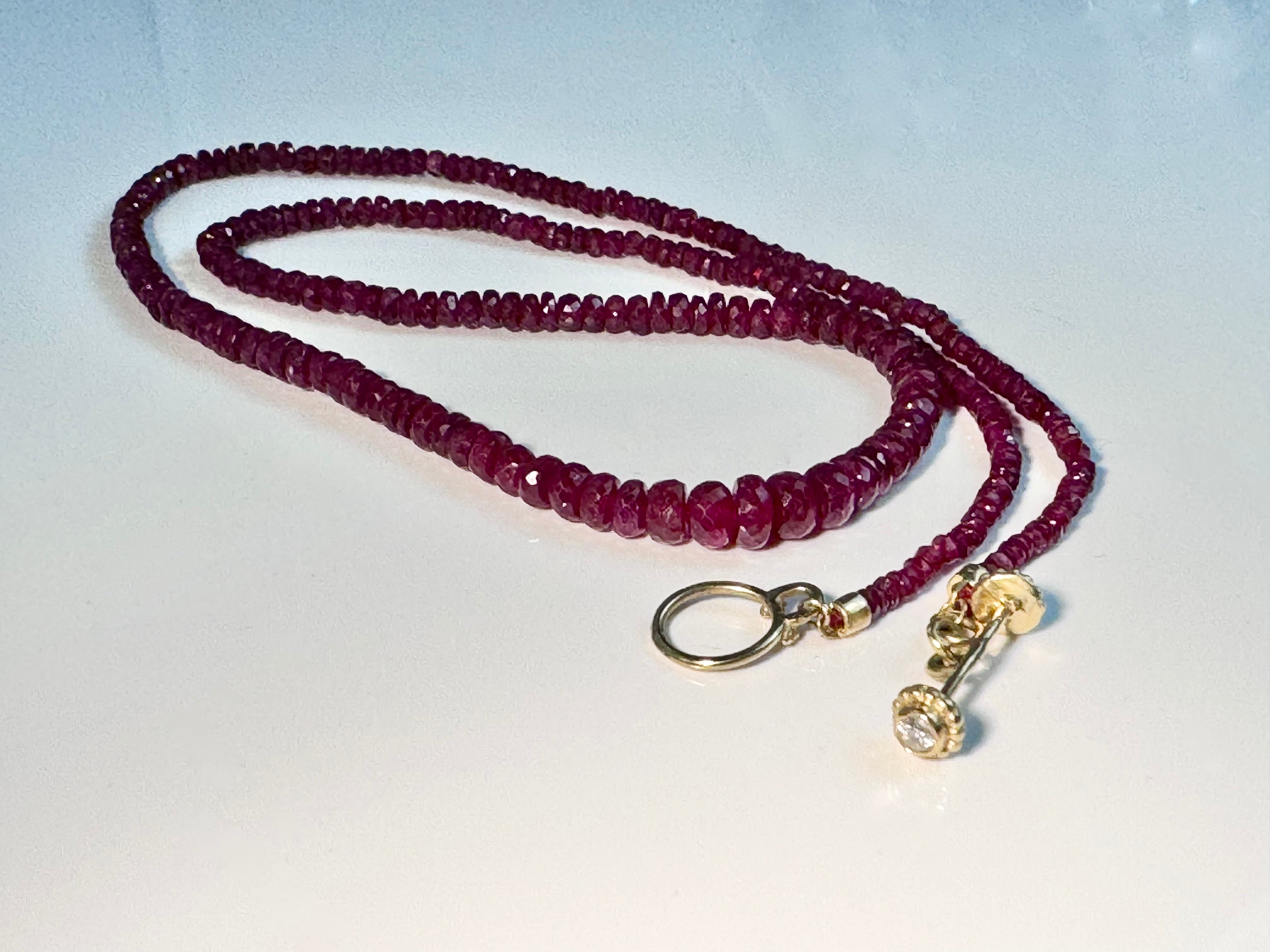 Spinel Bead Diamond 18k Necklace