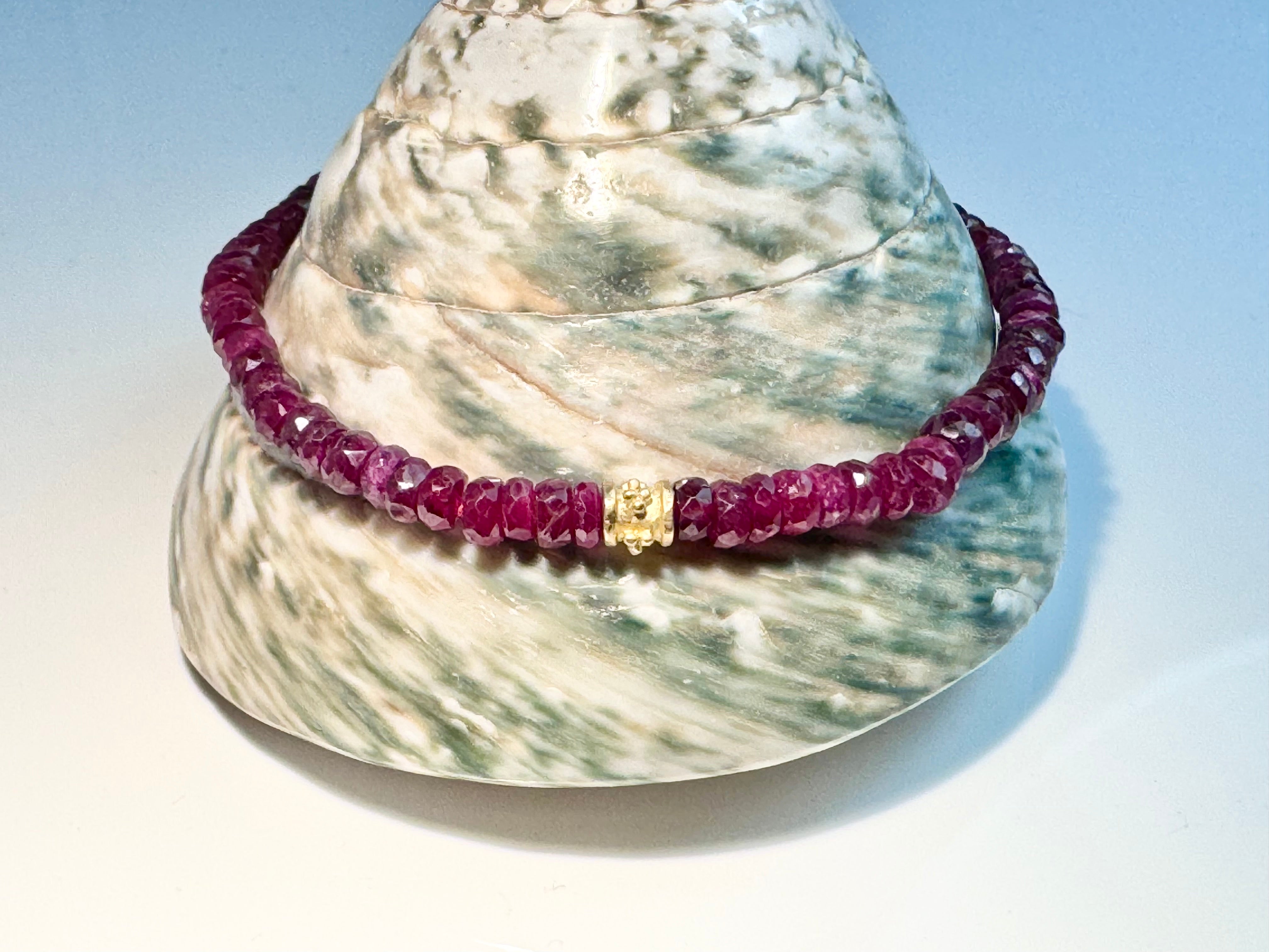 Ruby 14k Rondelle Bead Bracelet