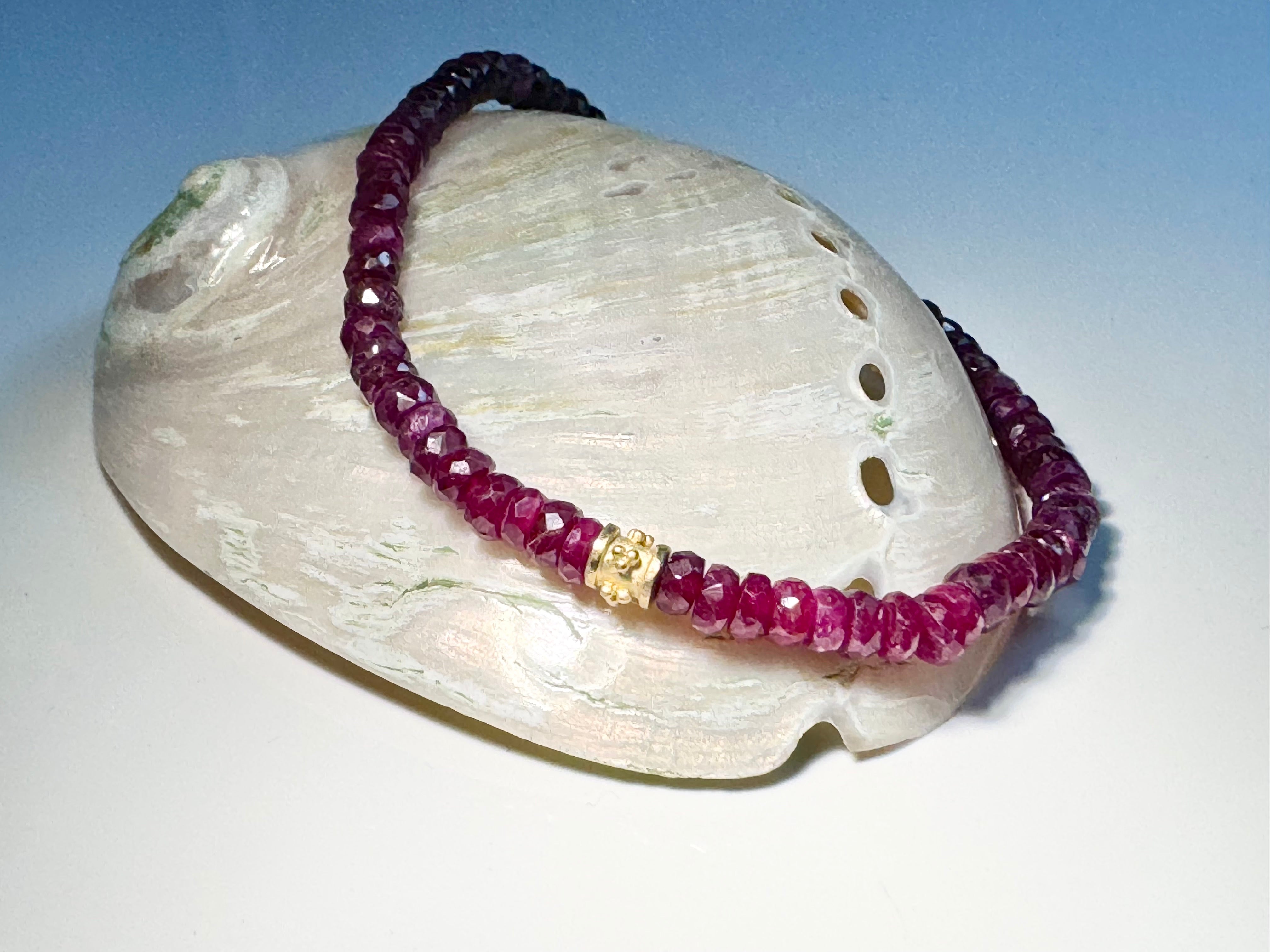 Ruby 14k Rondelle Bead Bracelet