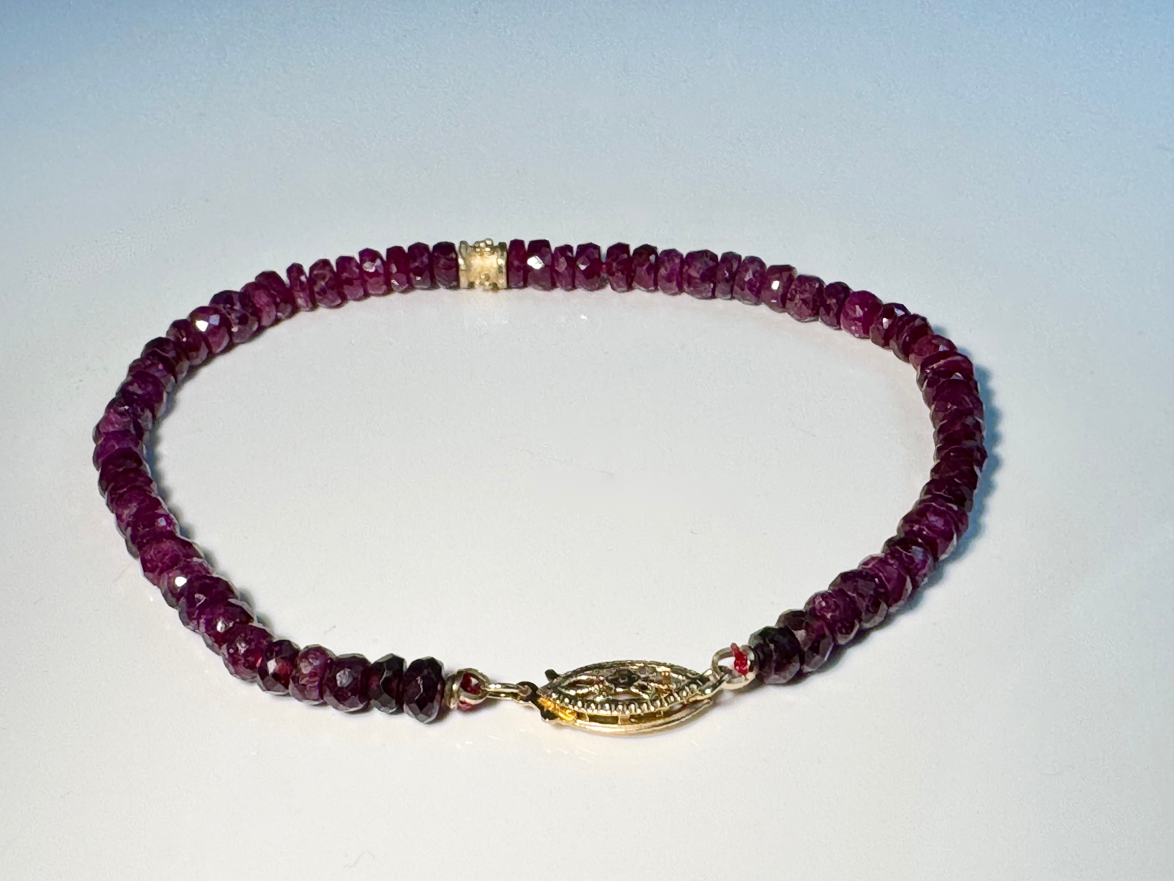 Ruby 14k Rondelle Bead Bracelet
