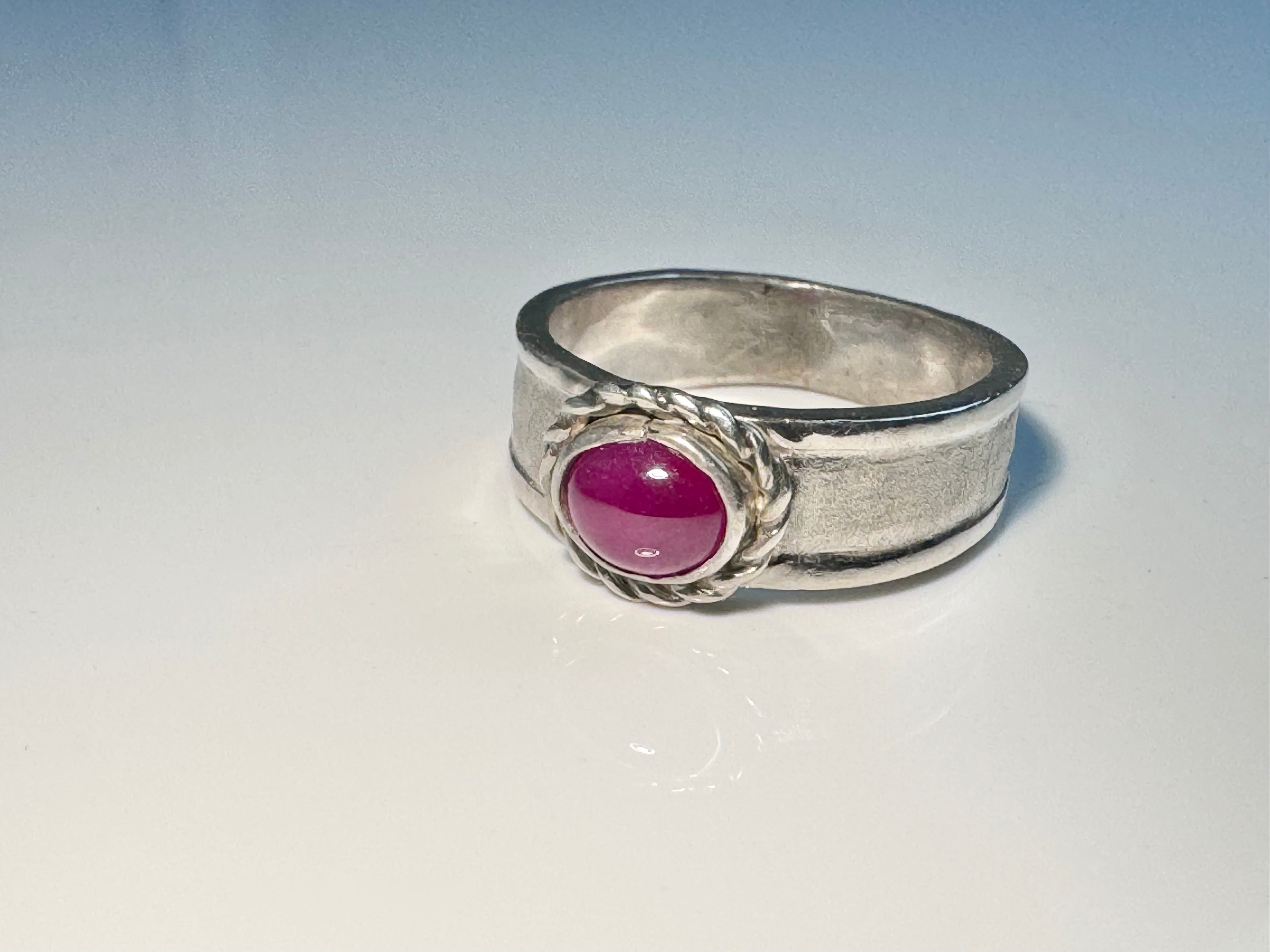 Ruby Twisted Bezel Sterling Ring