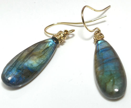 Labradorite 14k Beaded Dangles