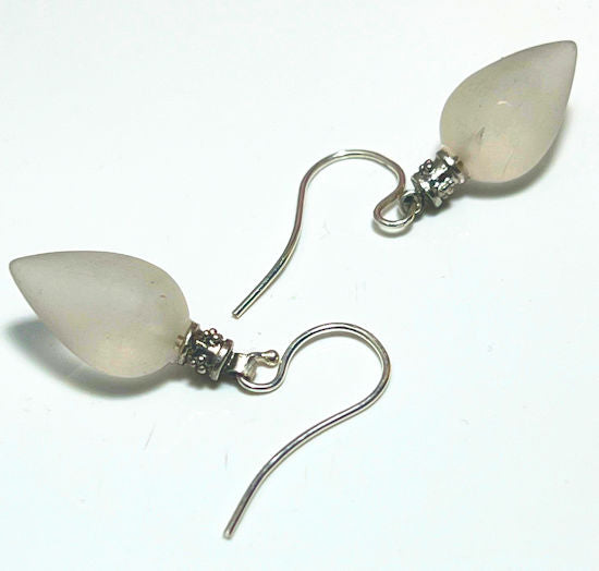 Frosted Quartz Pear Dangles