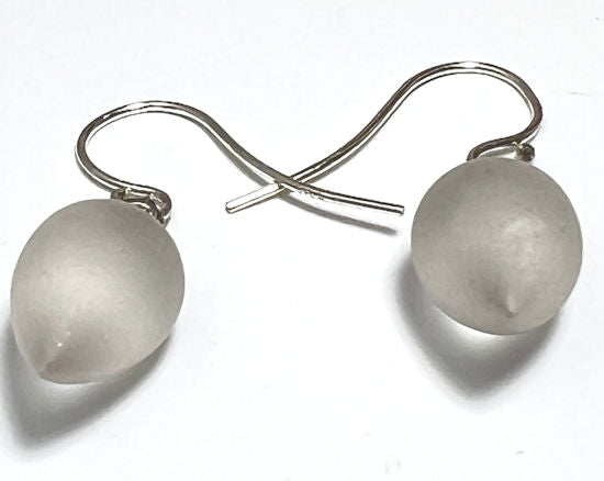 Frosted Quartz Pear Dangles