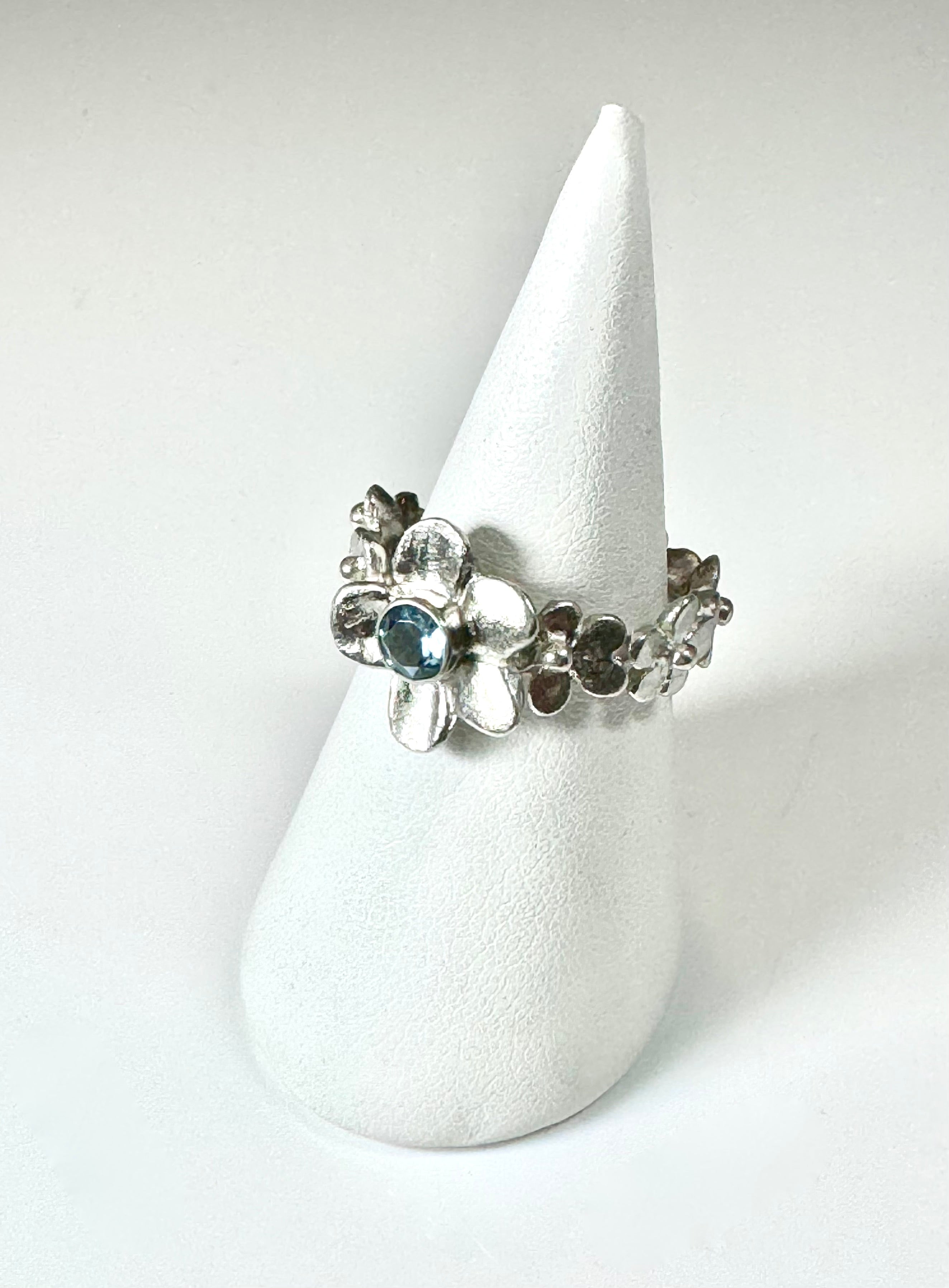 Aquamarine Flower Ring