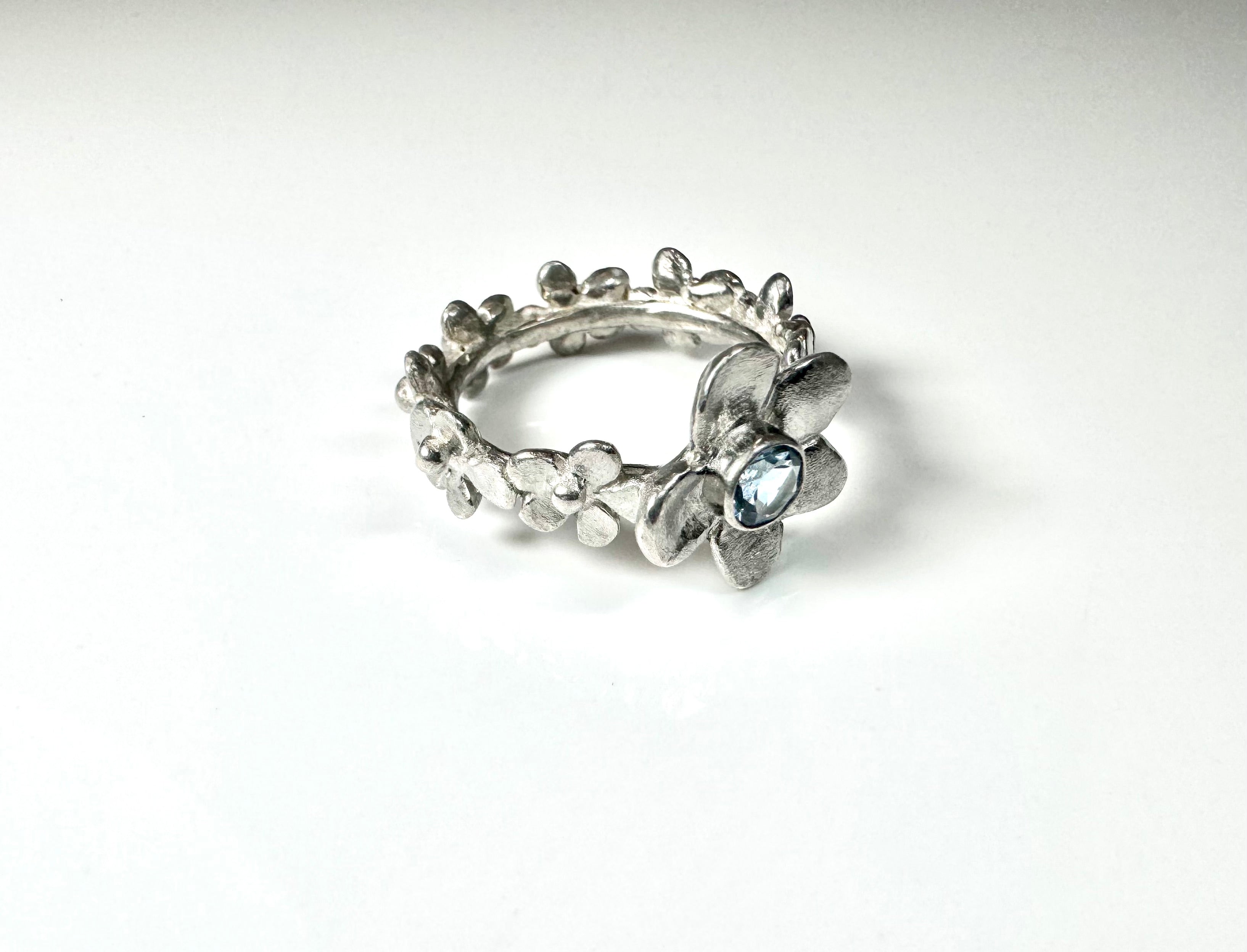 Aquamarine Flower Ring