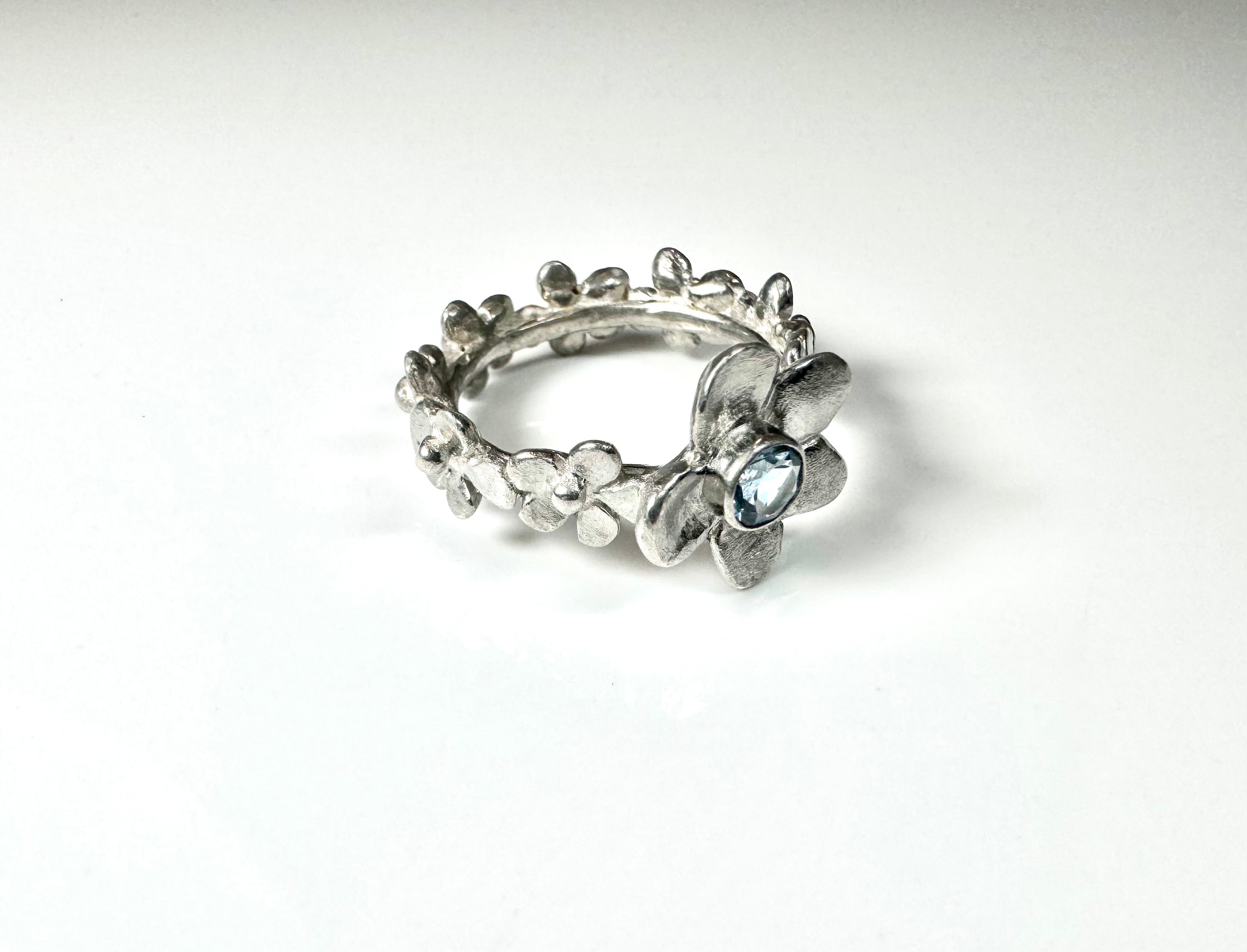 Aquamarine Flower Ring