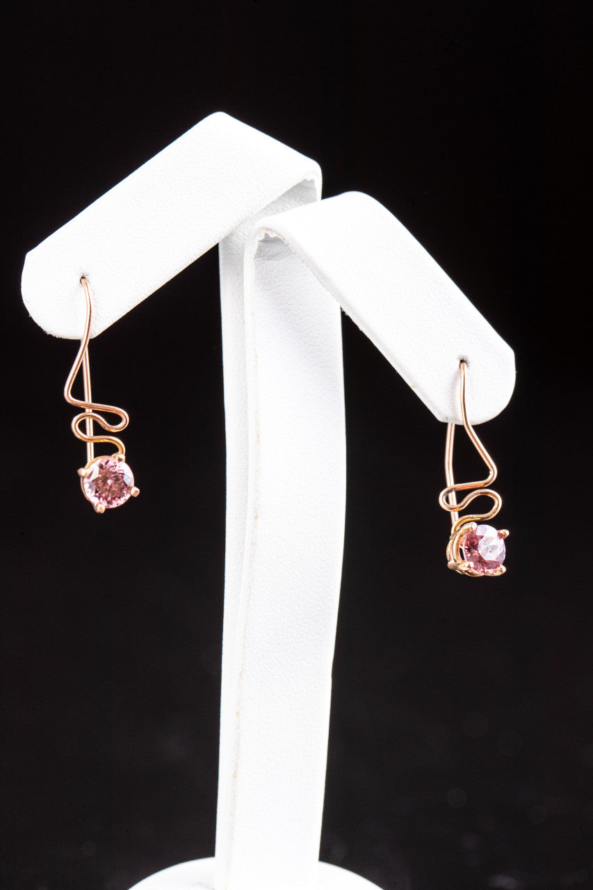 Pink Zircon 14K Rose Gold Drop Earrings