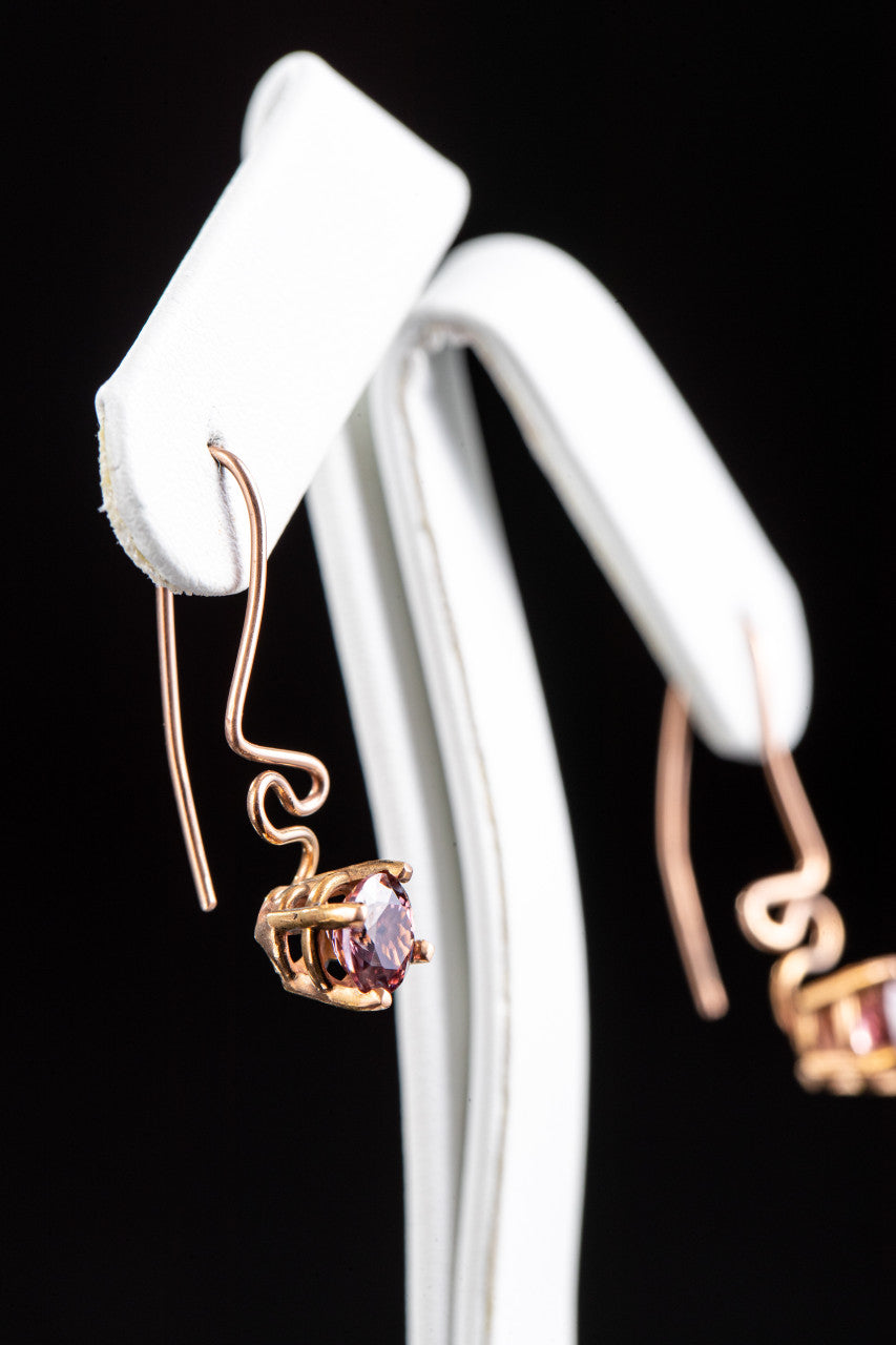 Pink Zircon 14K Rose Gold Drop Earrings