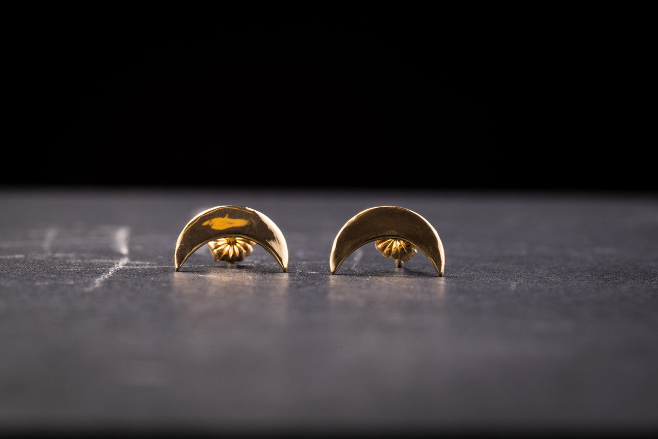Crescent Moon 12mm 14k Studs