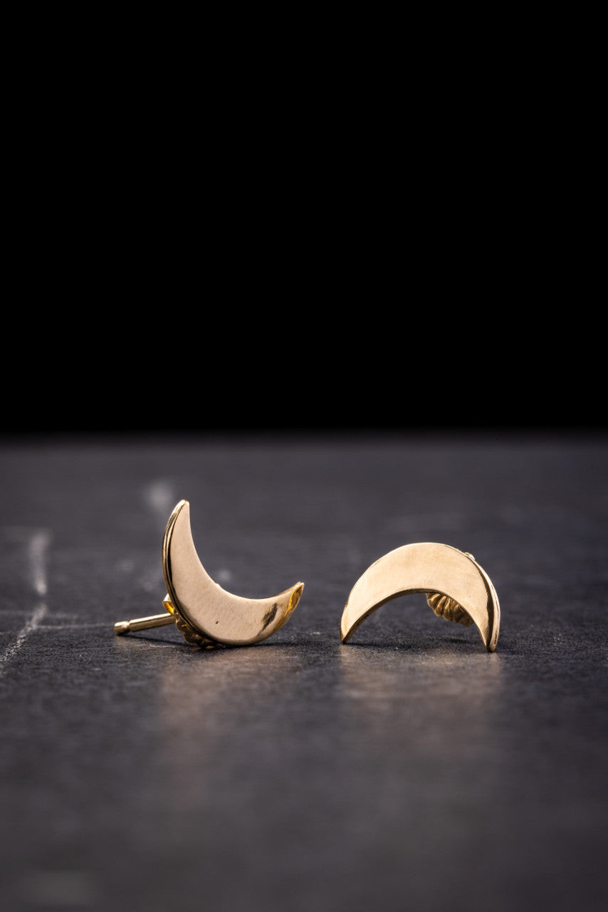 Crescent Moon 12mm 14k Studs