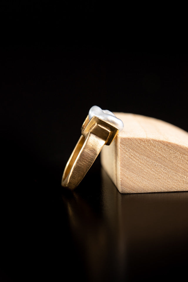 Grey Keishi Pearl 18K Ring