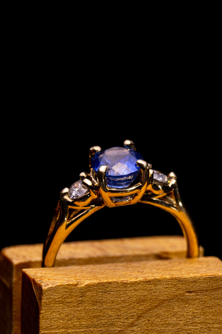Sapphire and Diamond 14 Yellow Ring
