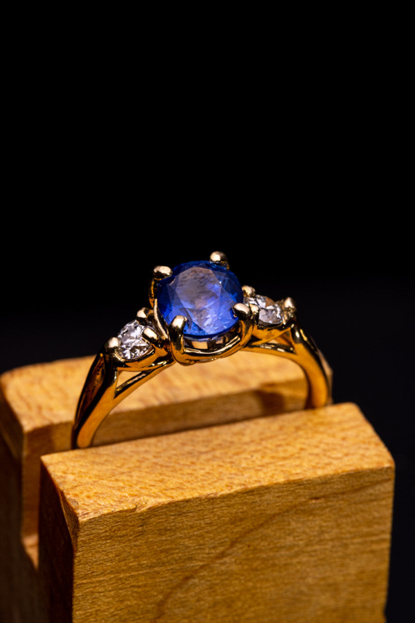 Sapphire and Diamond 14 Yellow Ring