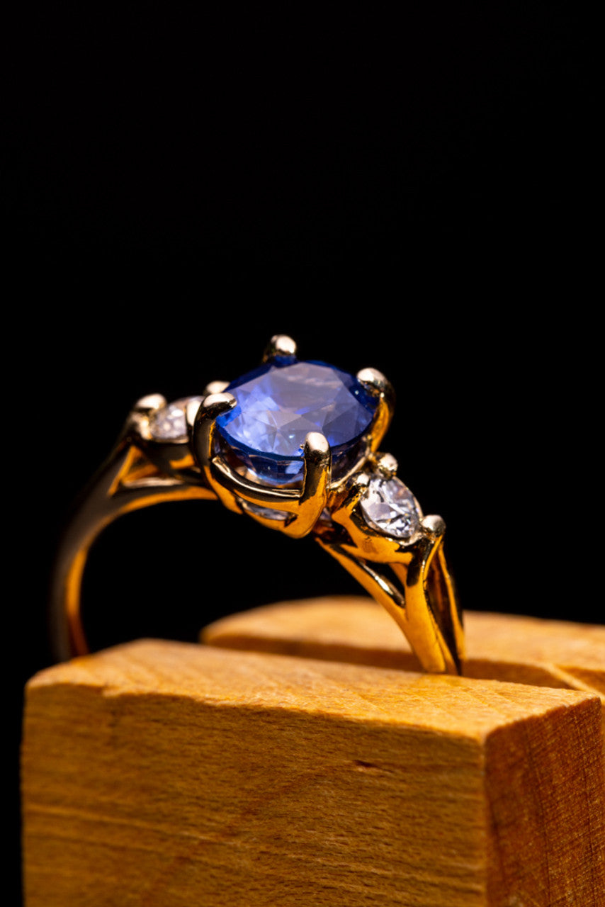 Sapphire and Diamond 14 Yellow Ring