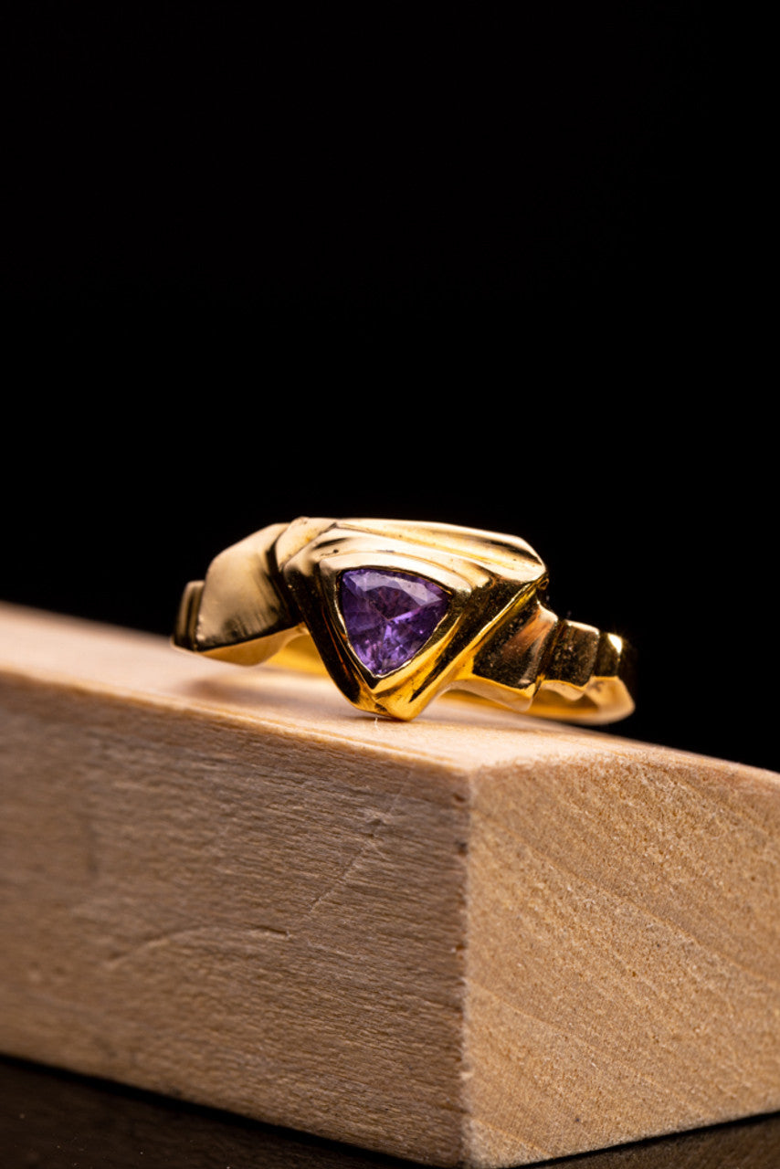 Purple Sapphire 18k Trillion Ring