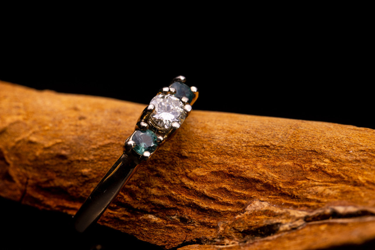 Alexandrite and Diamond 14k White Gold Ring