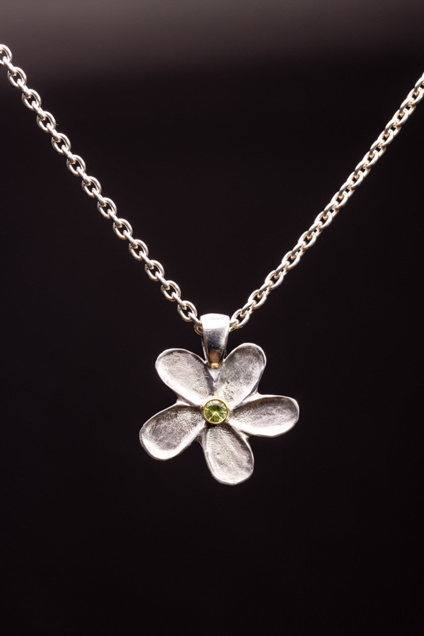 Peridot Flower Sterling Pendant